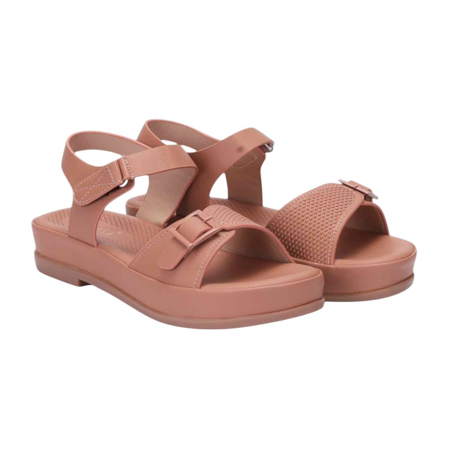 Women Peach Casual Flat Sandals
