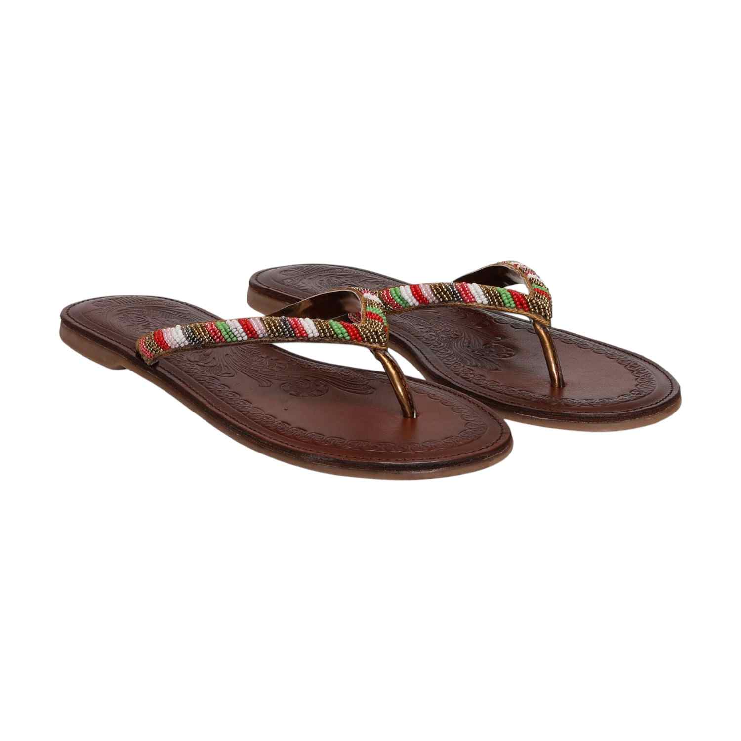 Women Antique Ethnic Beaded Flat Sandals