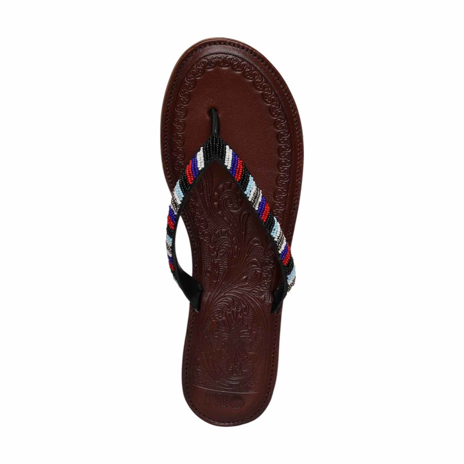 Women Black Ethnic Beaded Flat Sandals