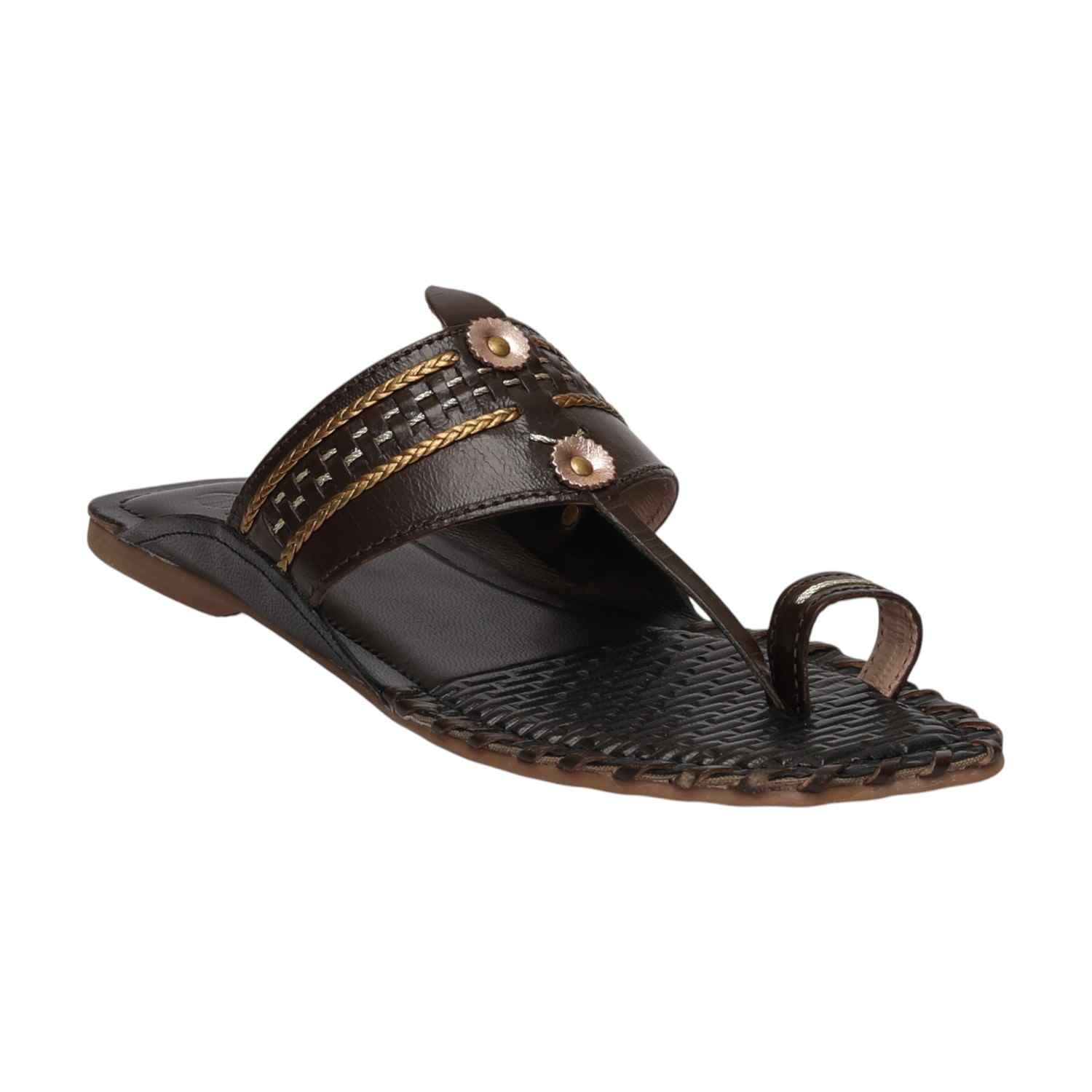 Women Brown Embellished Slip-On Flats