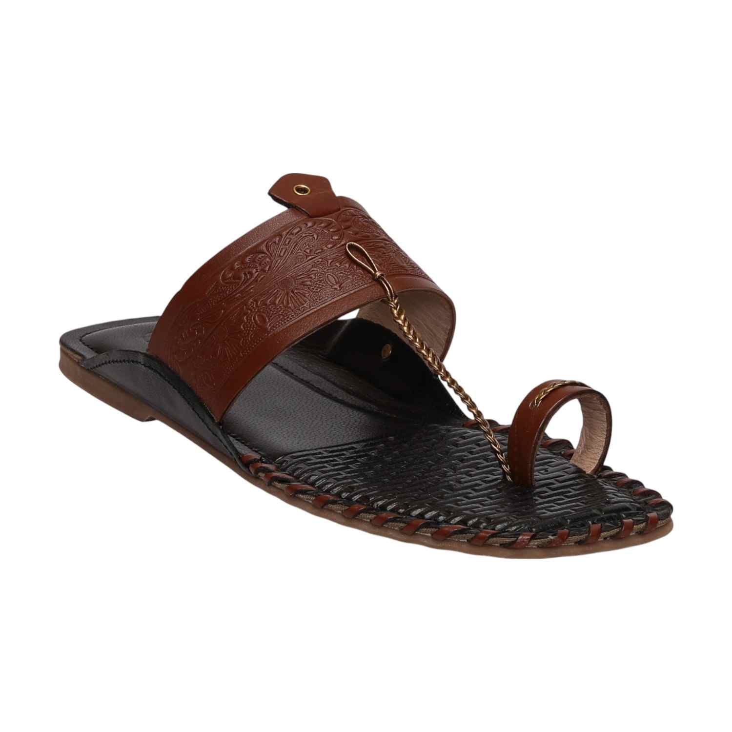 Women Tan Embossed Slip-On Flats