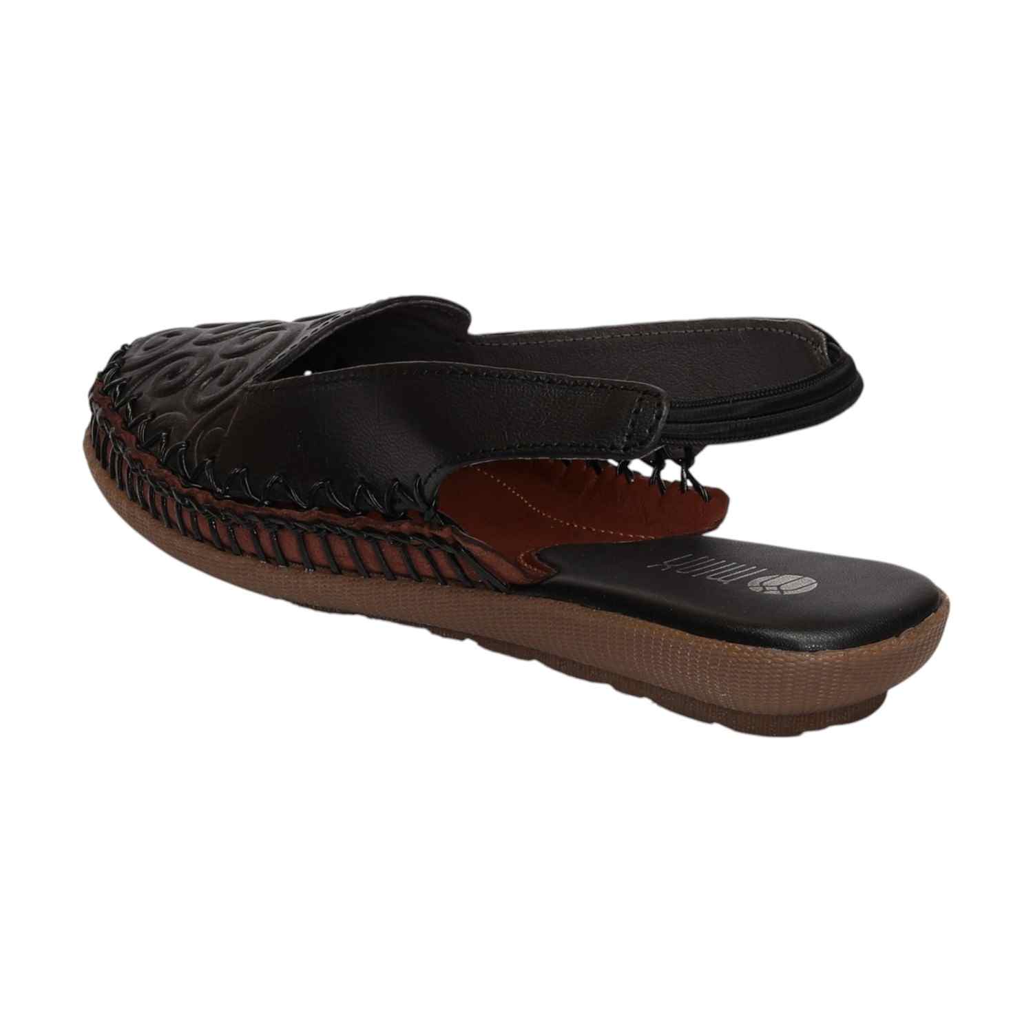 Embossed Black Slingback Flats for Women