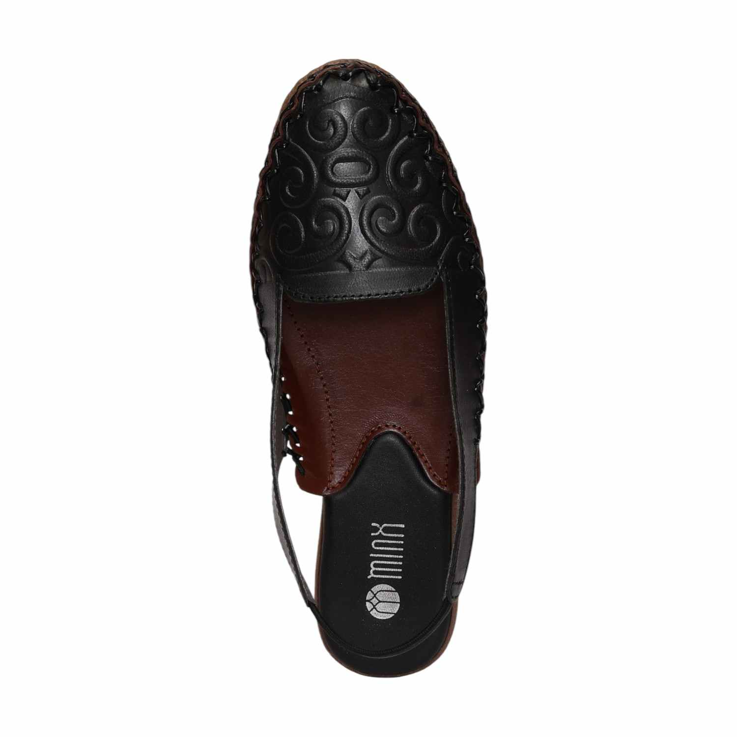 Embossed Black Slingback Flats for Women