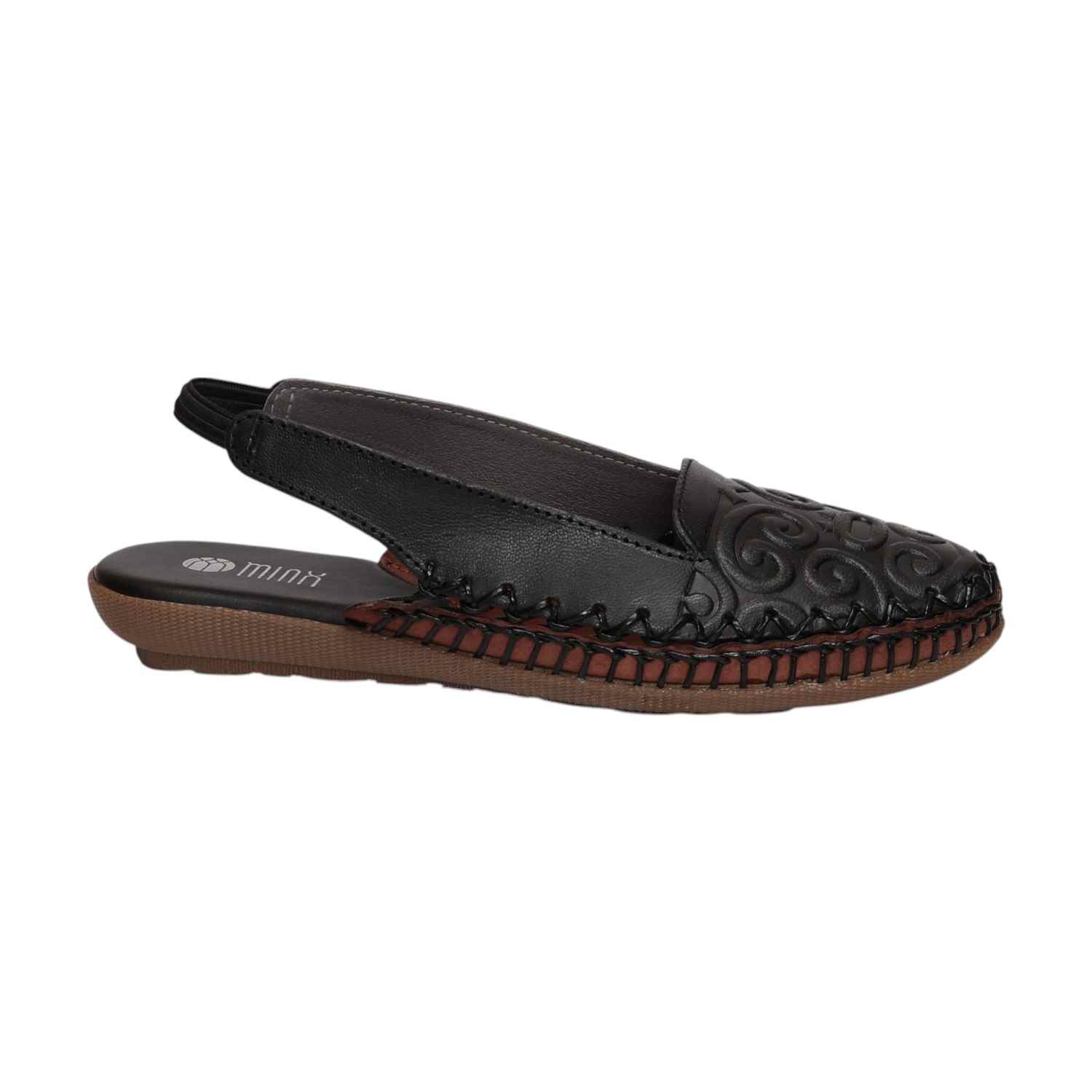 Embossed Black Slingback Flats for Women