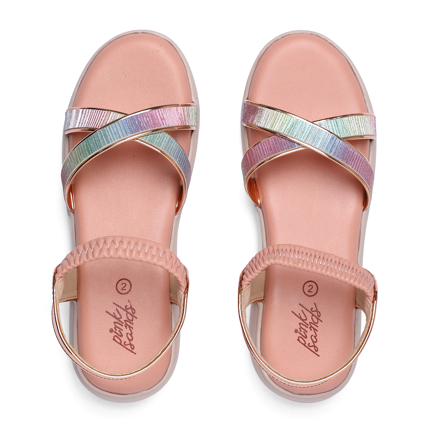 Girls Rainbow Strap Sandals with Elastic Back Junior (7-11  Years)