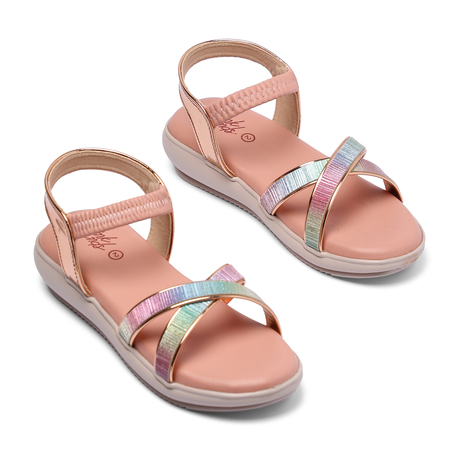 Girls Rainbow Strap Sandals with Elastic Back Junior (7-11  Years)