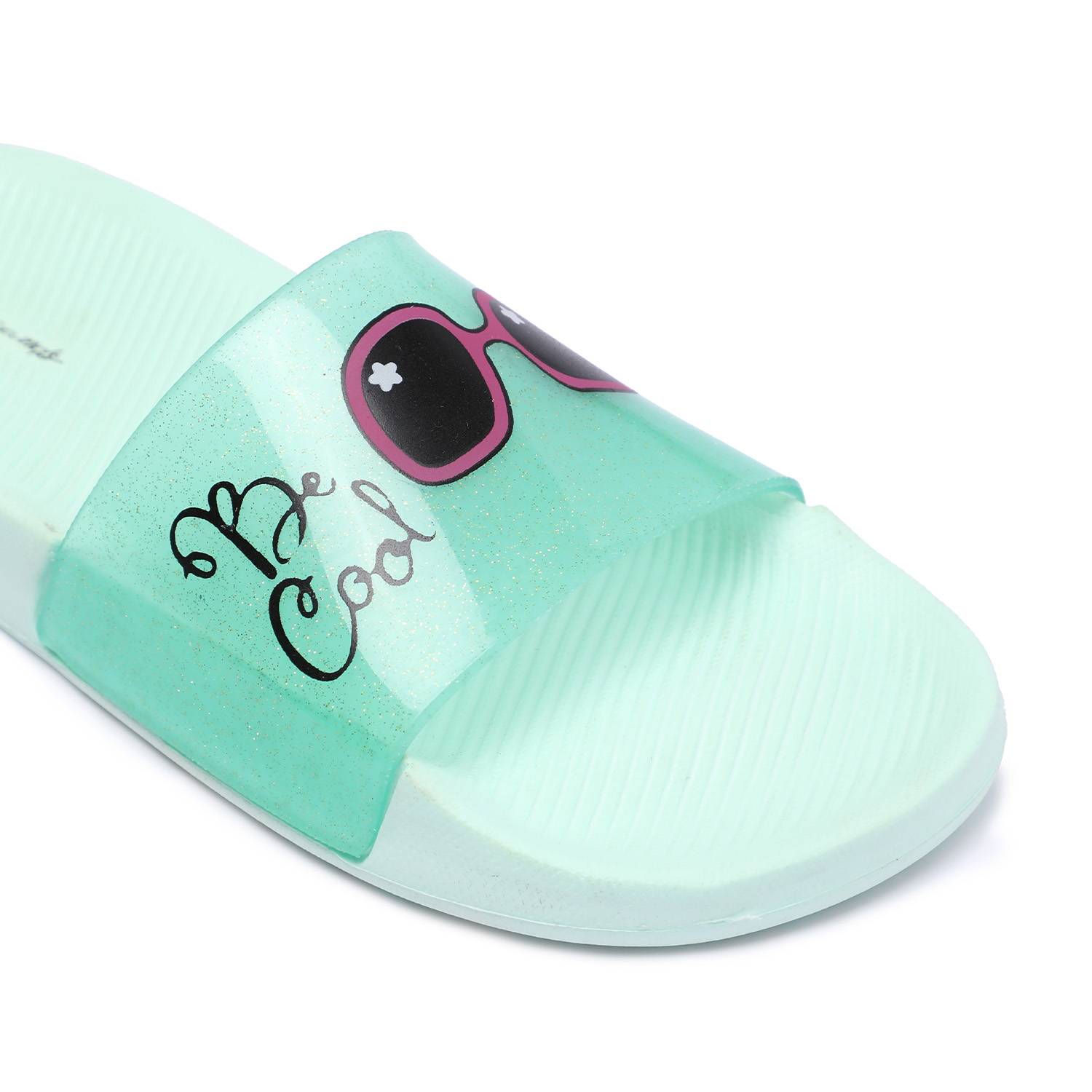Mint Green Slide Sandals For Girls (7-11 Years)