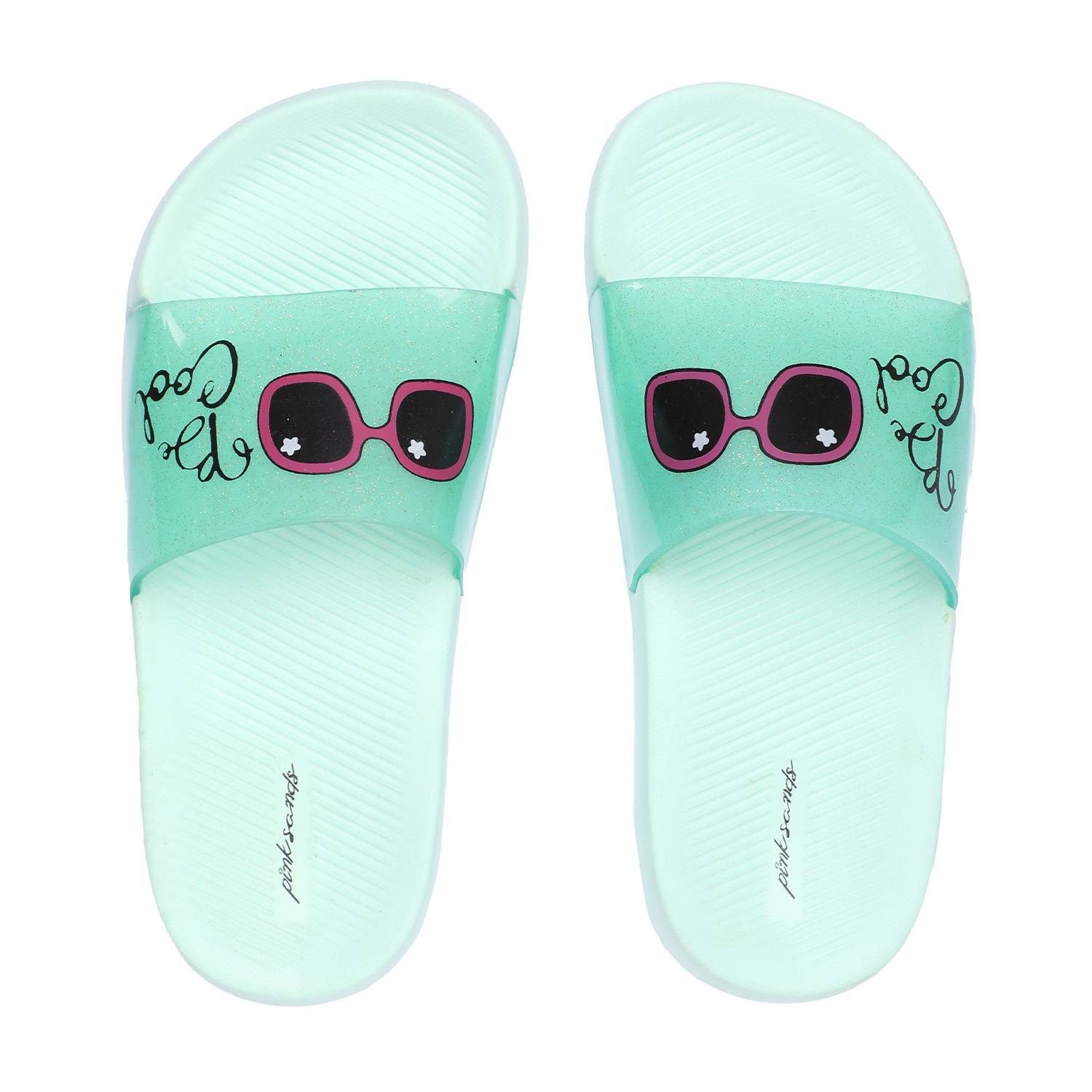 Mint Green Slide Sandals For Girls (7-11 Years)