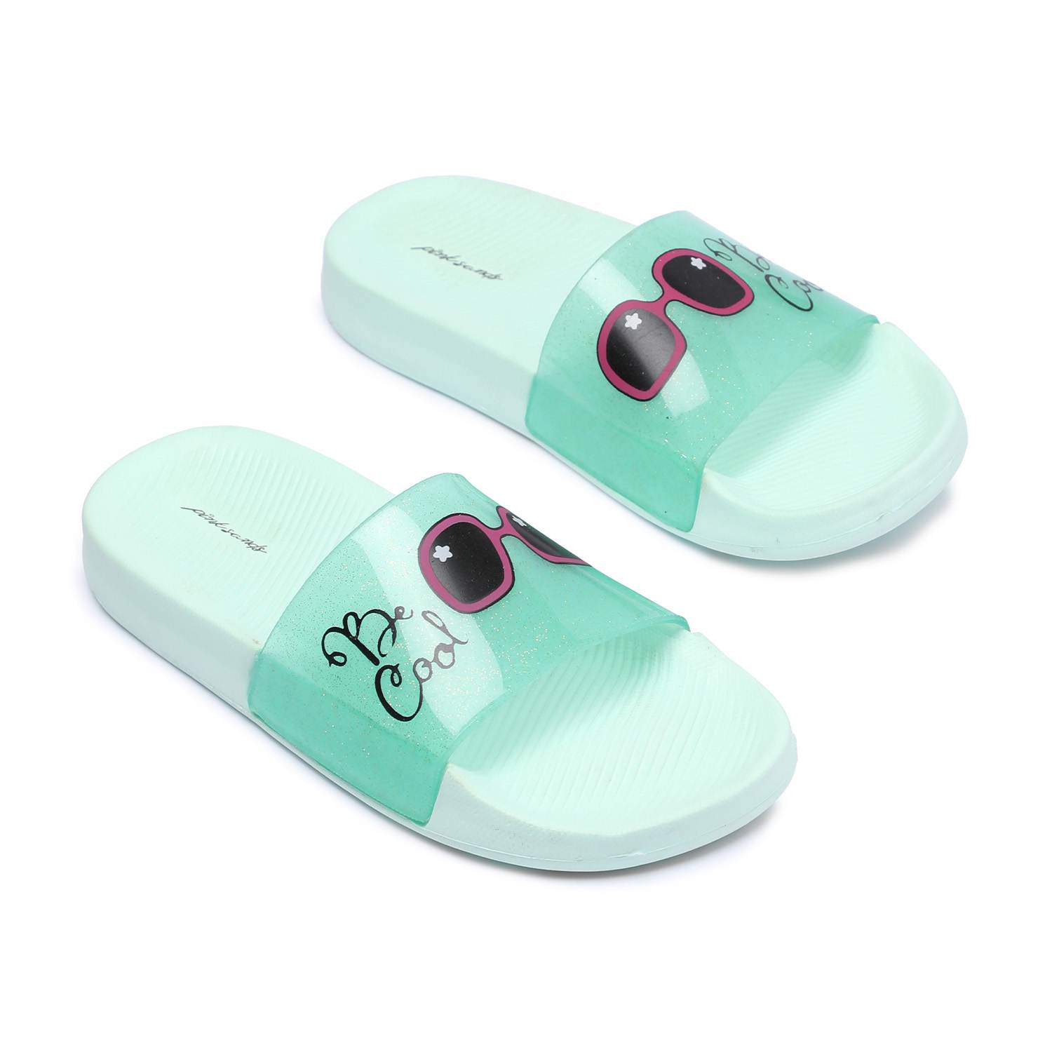 Mint Green Slide Sandals For Girls (7-11 Years)