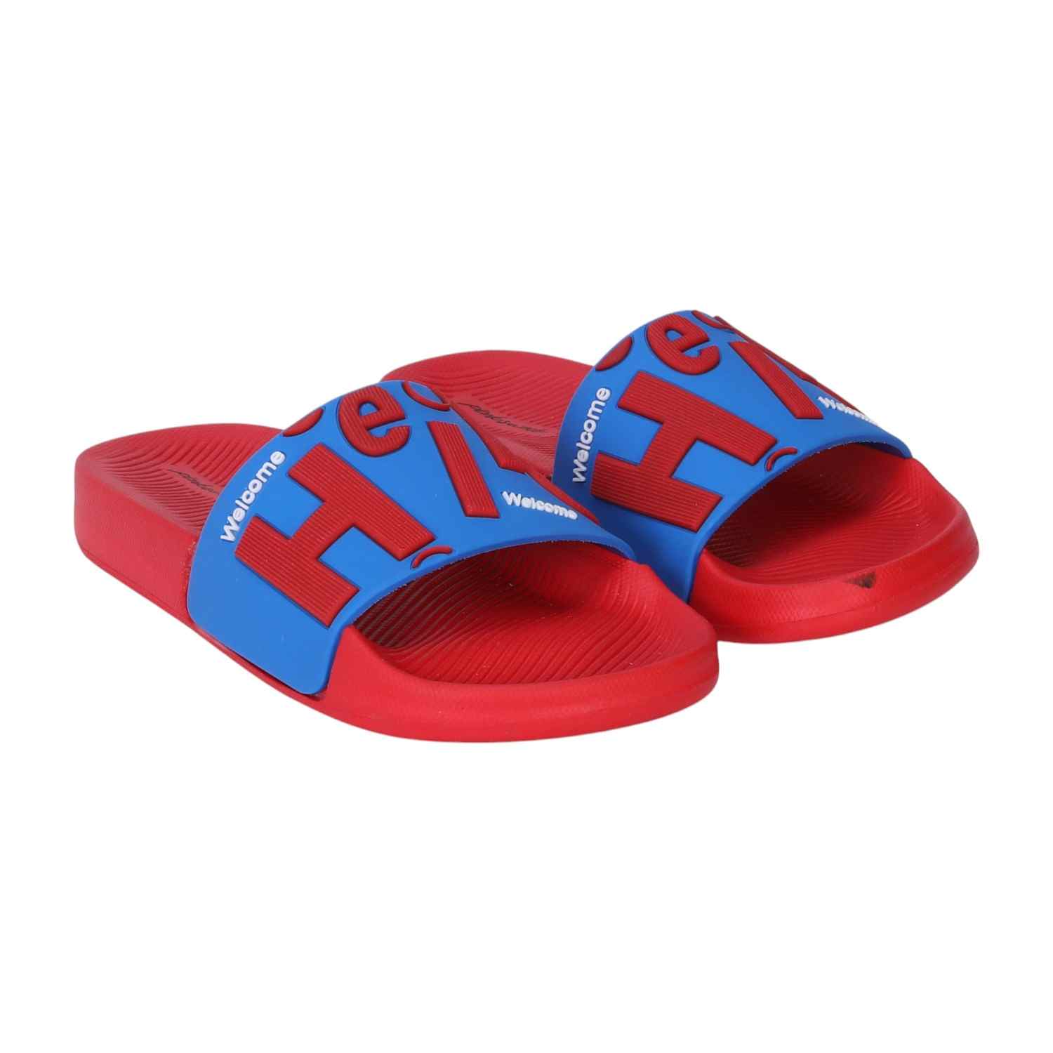 Red and Blue Colourblock Slides for Girls(7-11 Years)