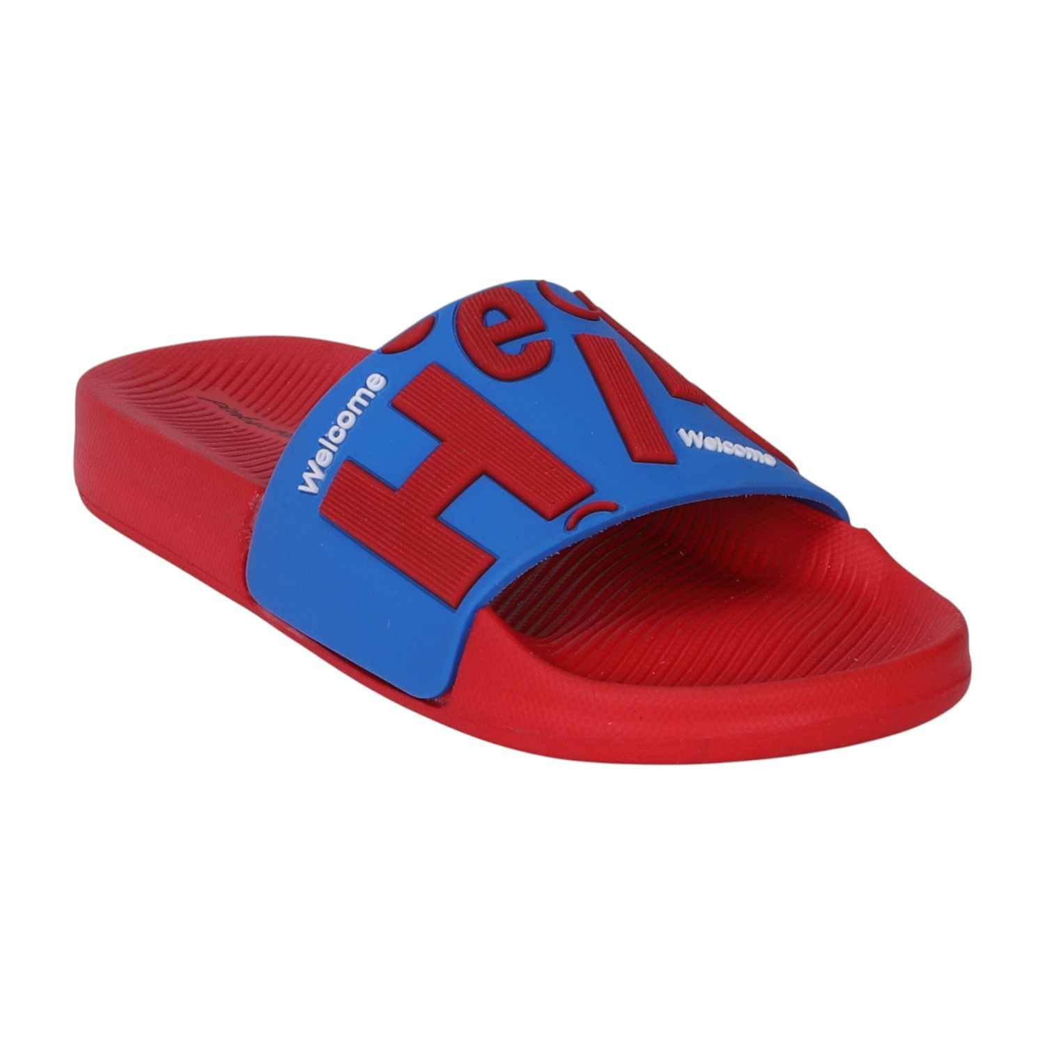 Red and Blue Colourblock Slides for Girls(7-11 Years)