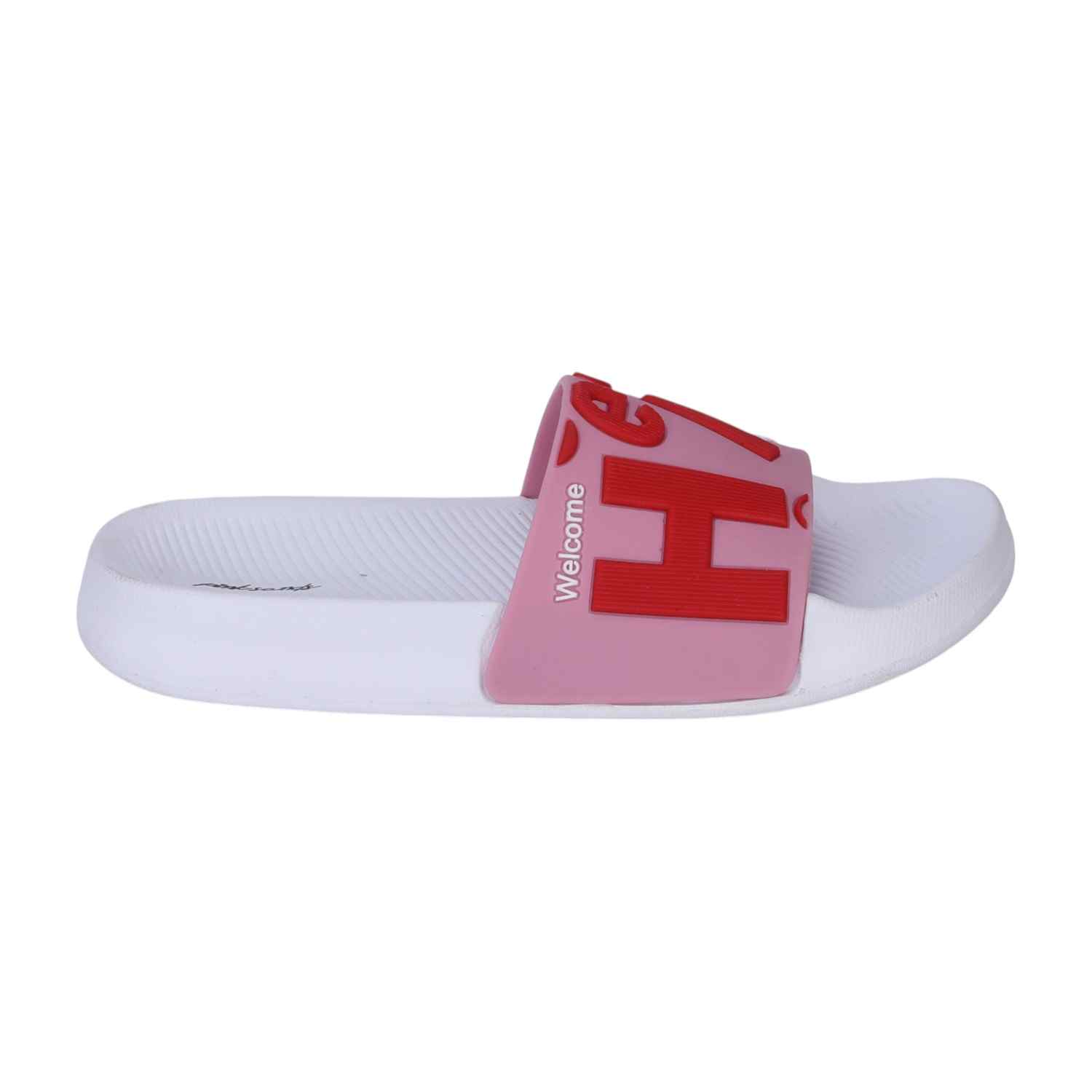 White and Pink Colourblock Sliders for Girls(7-11 Years)