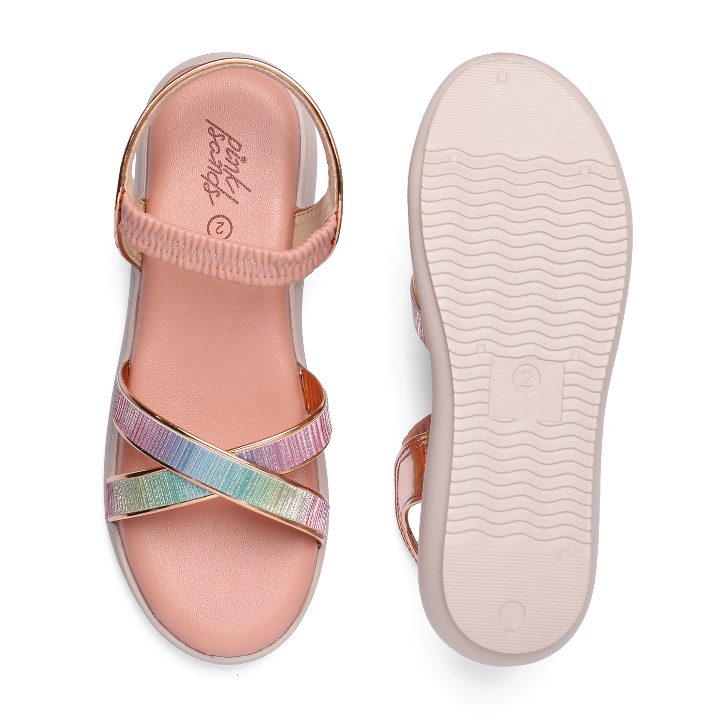 Girls Rainbow Strap Sandals with Elastic Back Senior (12  Years Onwards)