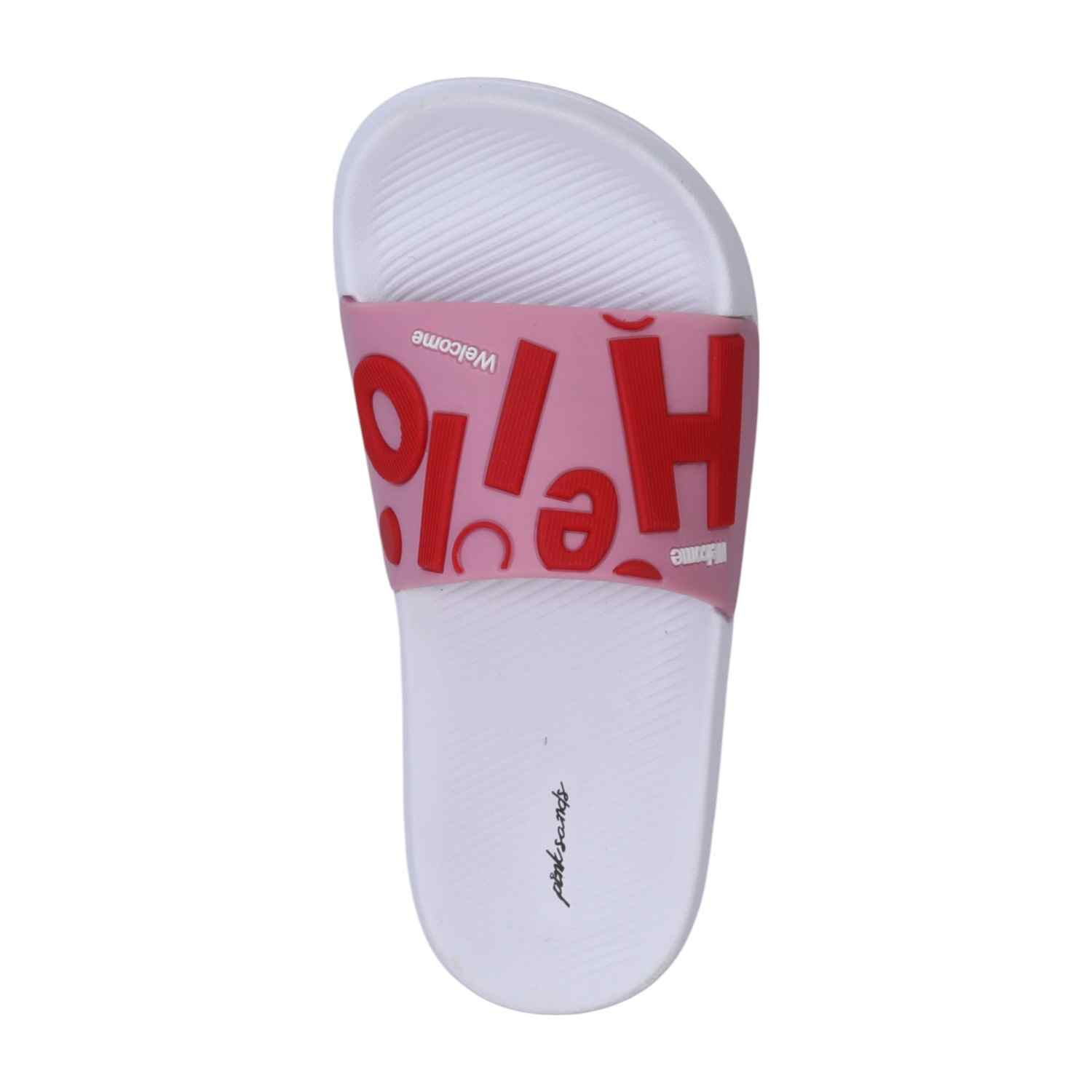 White and Pink Colourblock Sliders for Girls(12 Years onwards)