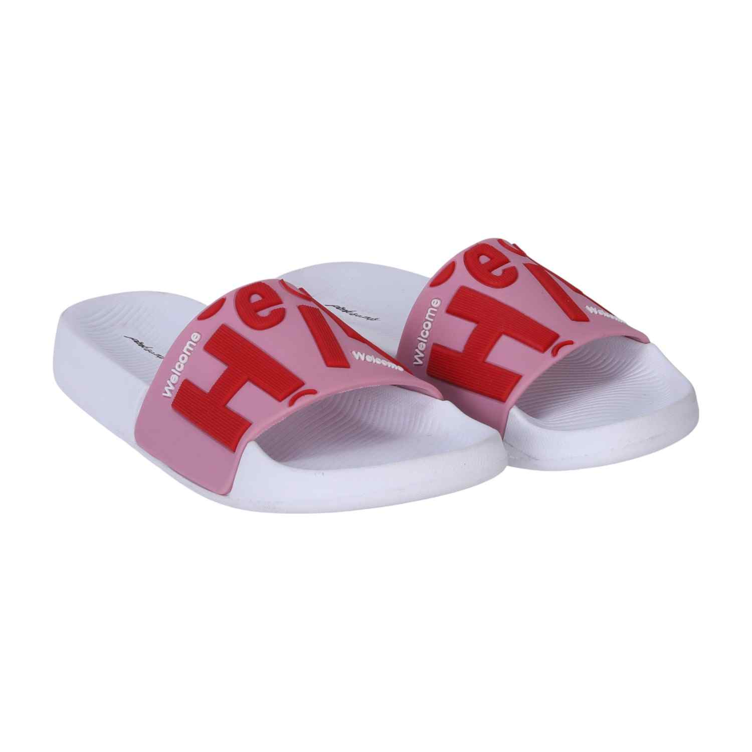 White and Pink Colourblock Sliders for Girls(12 Years onwards)