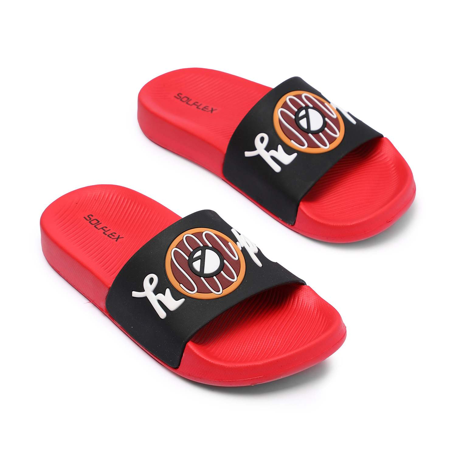 Kids Black Red Slides Junior (7-11 Years)