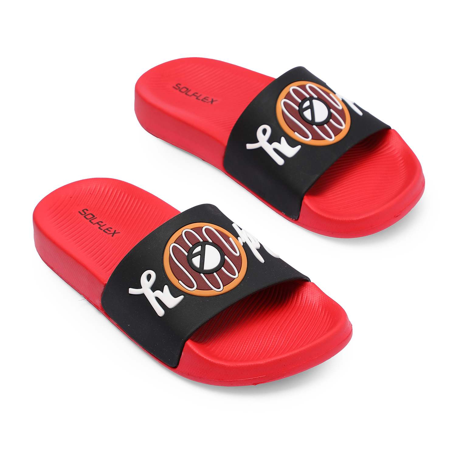 Kids Black Red Slides Senior (12 Years On Wards)