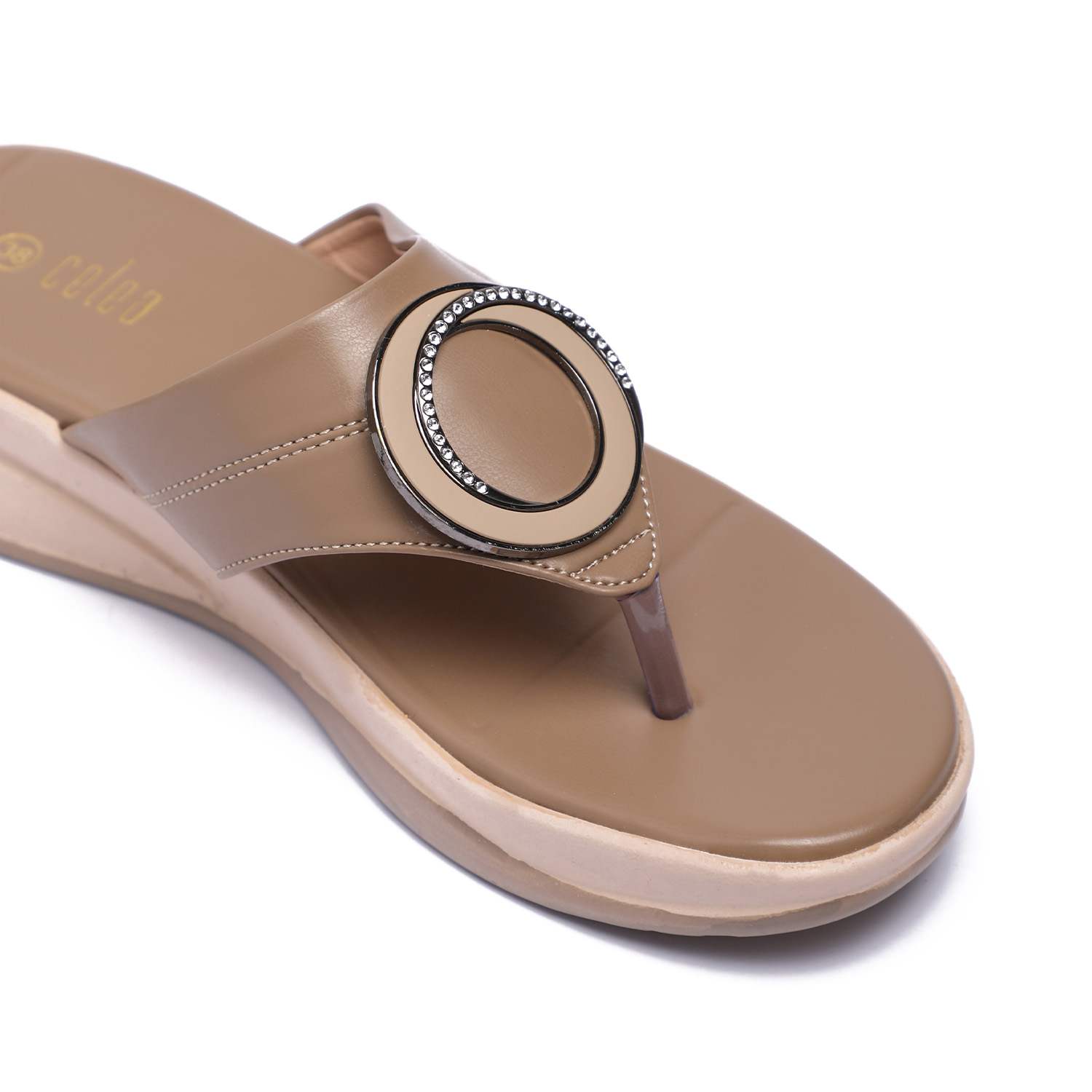 Women Stylish Wedge Sandals with Embellished Strap