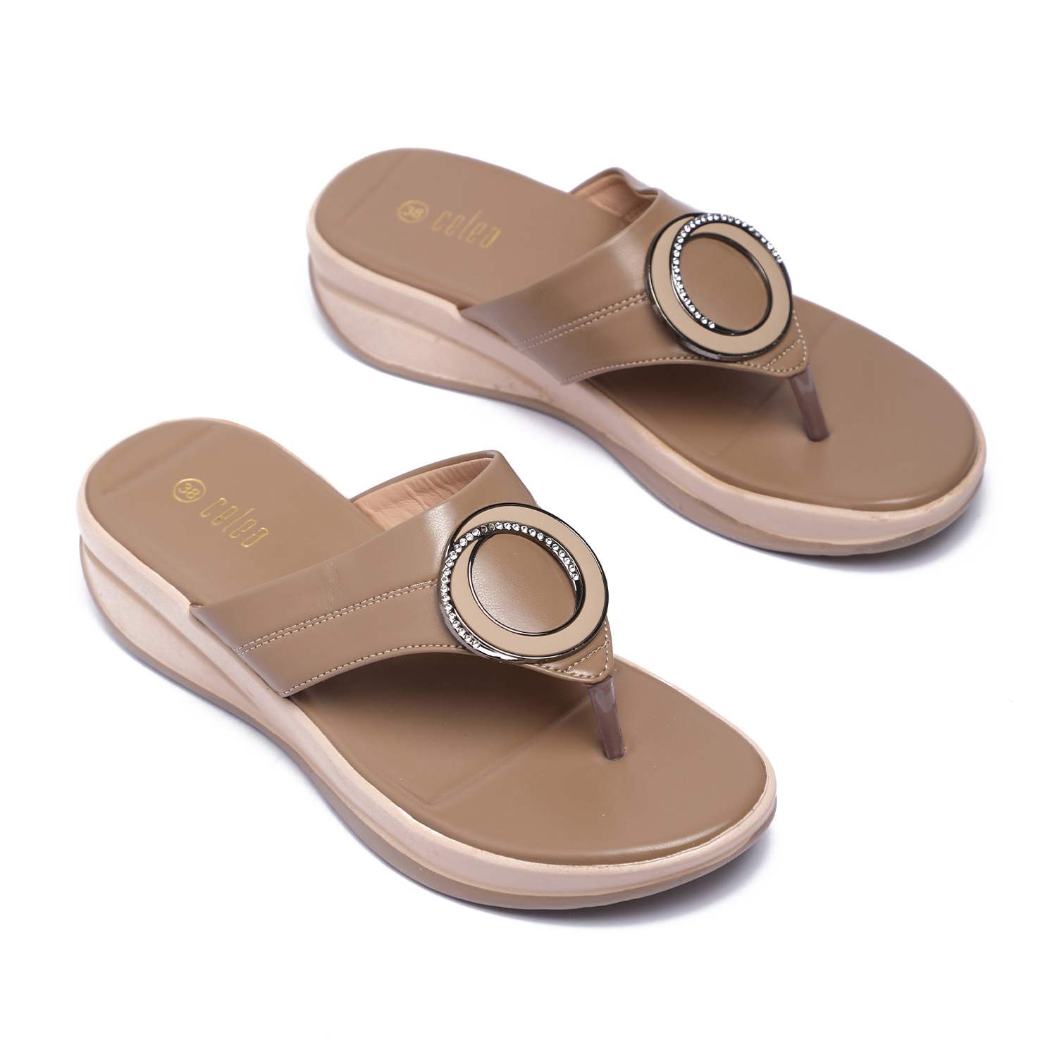Women Stylish Wedge Sandals with Embellished Strap