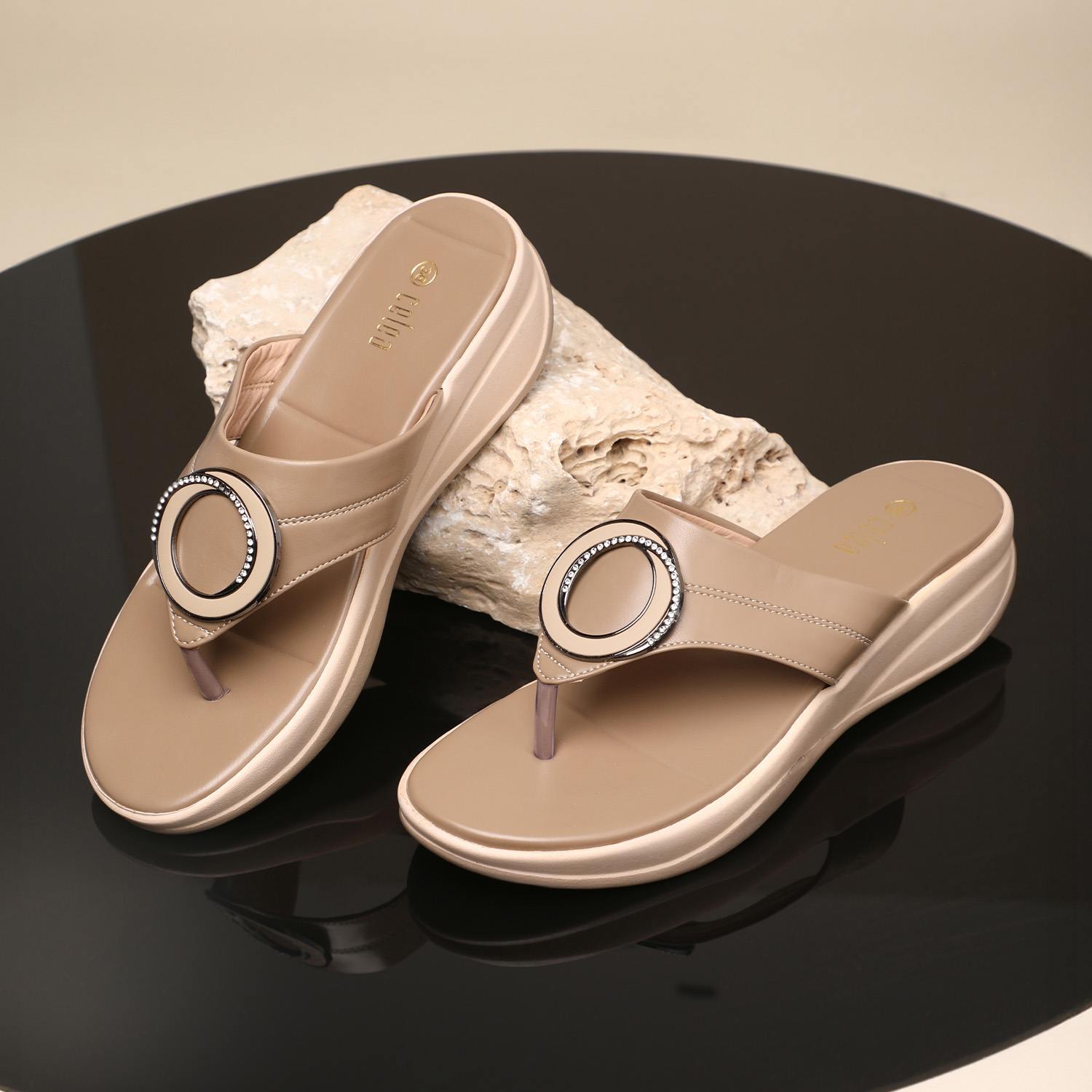 Women Stylish Wedge Sandals with Embellished Strap