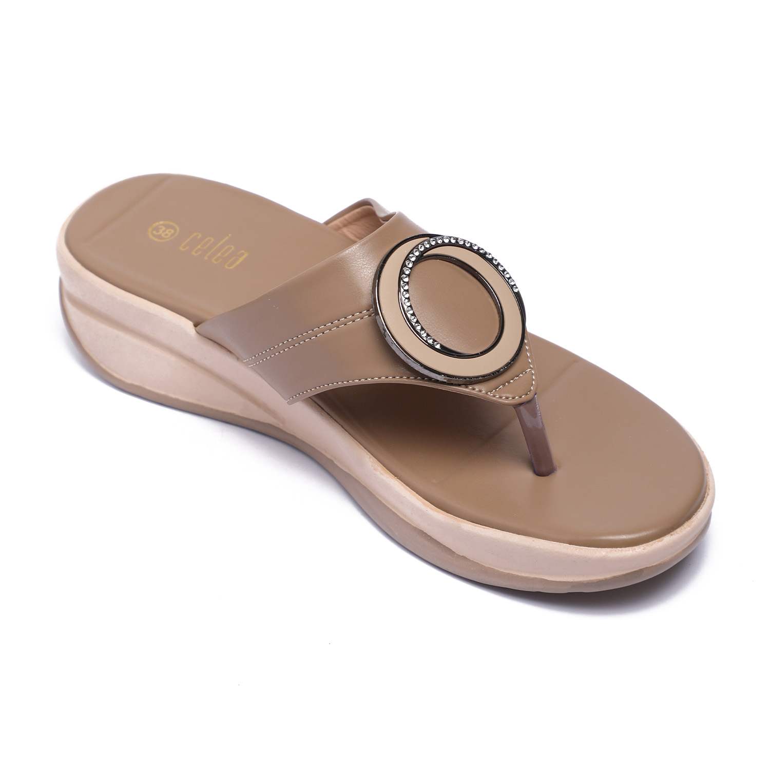 Women Stylish Wedge Sandals with Embellished Strap