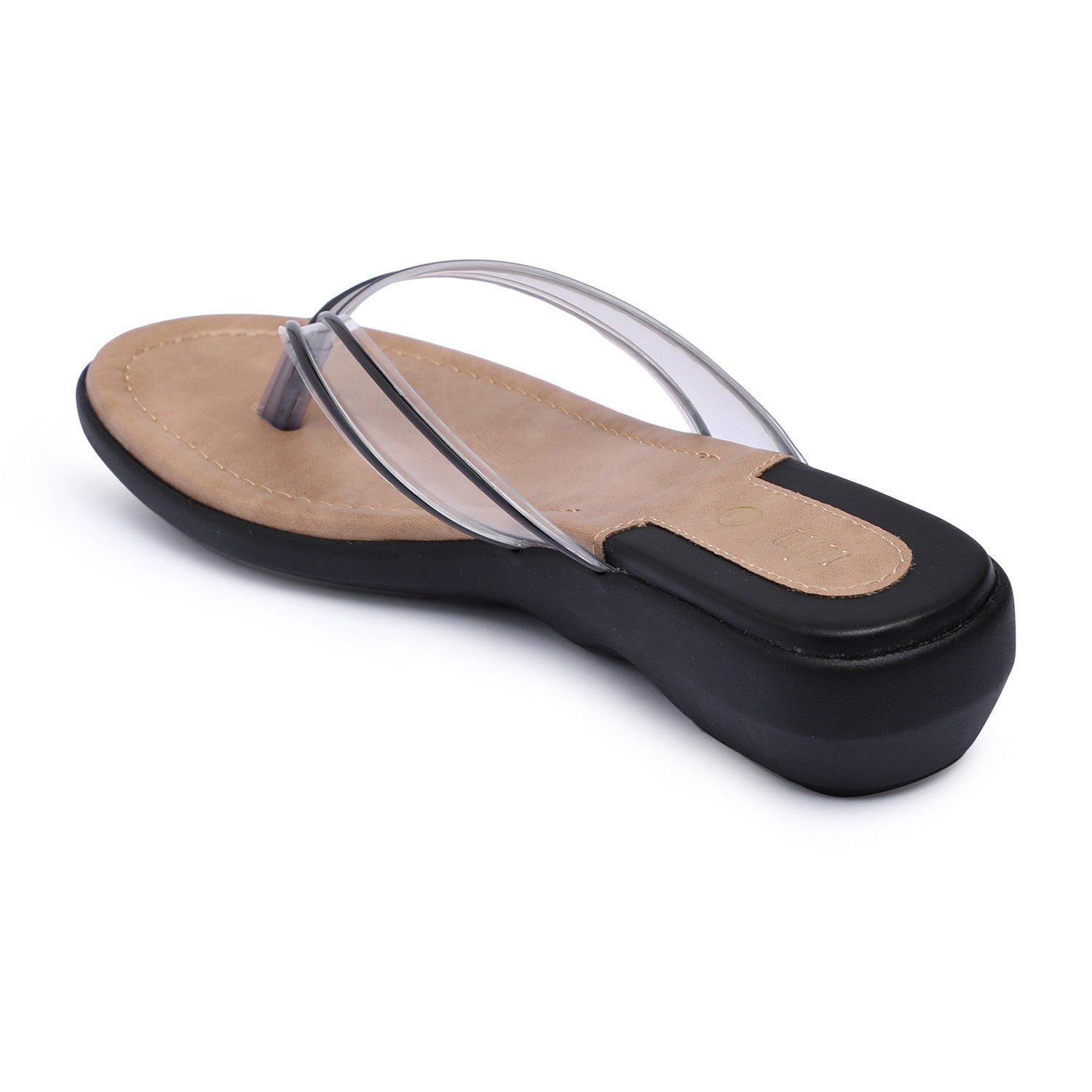 Women Black Transparent-Strap Thong Sandals