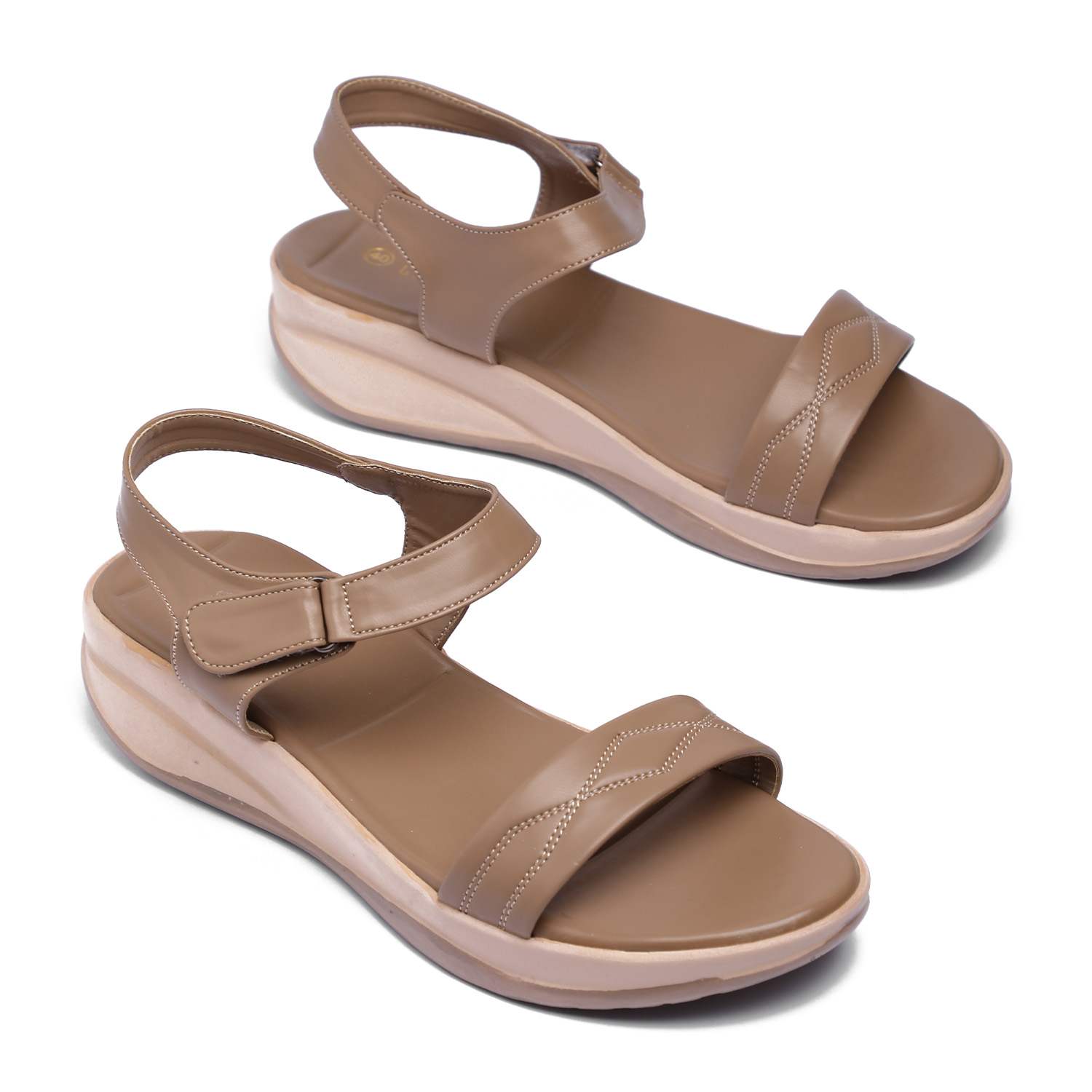 Women Elegant Brown Ankle Strap Wedge Sandals