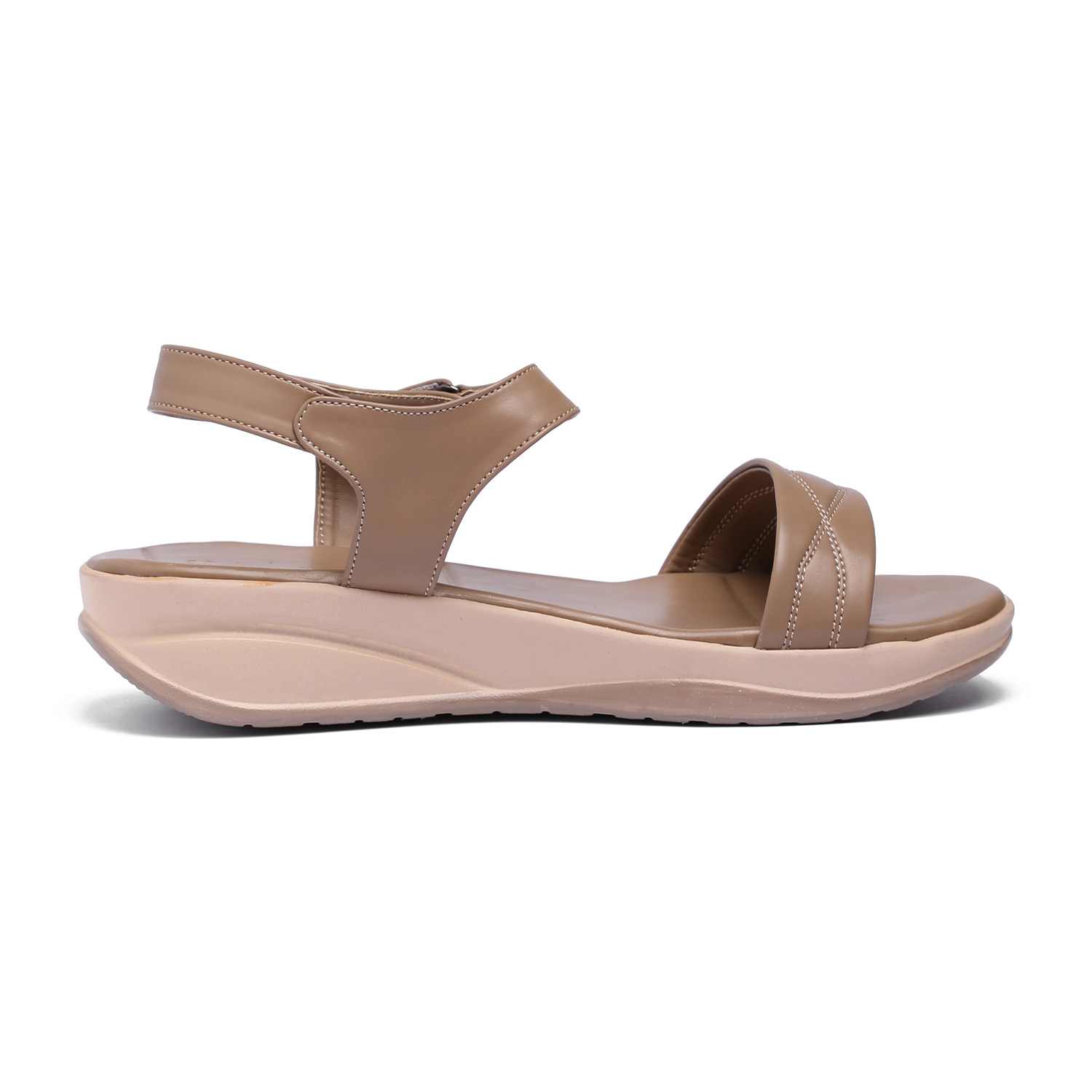 Women Elegant Brown Ankle Strap Wedge Sandals