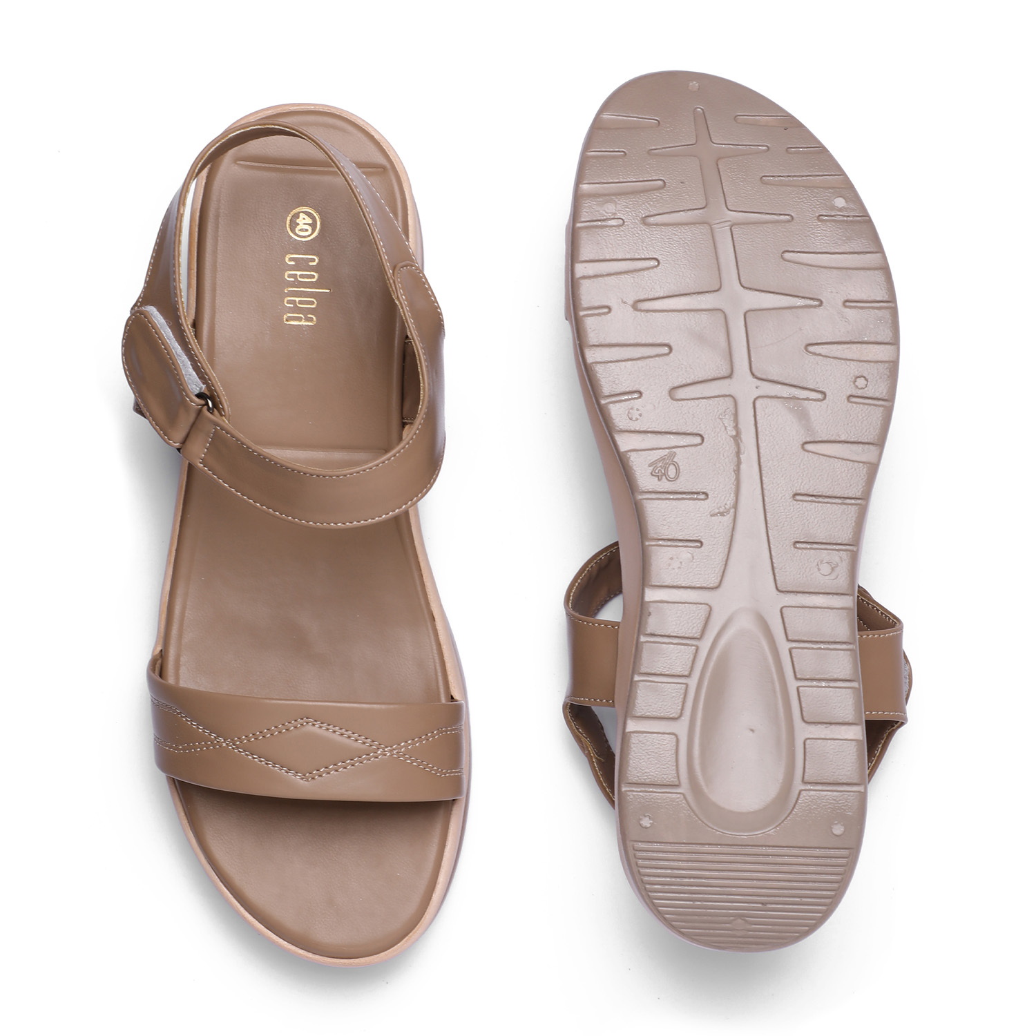 Women Elegant Brown Ankle Strap Wedge Sandals