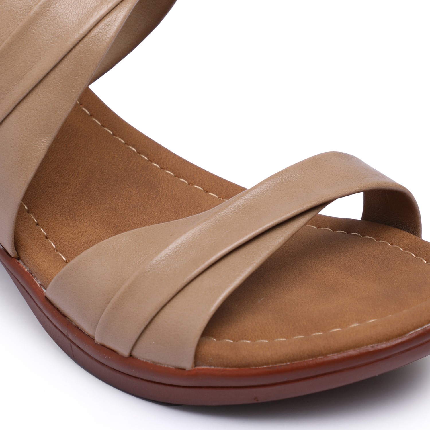 Women Chikoo Double-Strap Block Heel Sandals