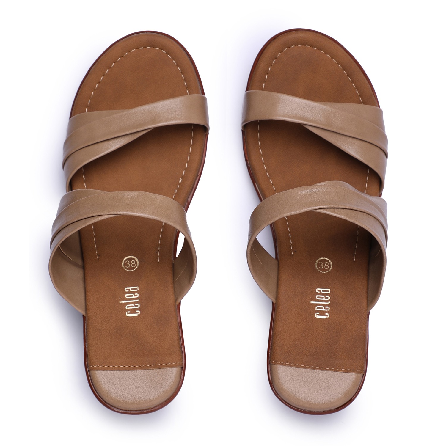 Women Chikoo Double-Strap Block Heel Sandals