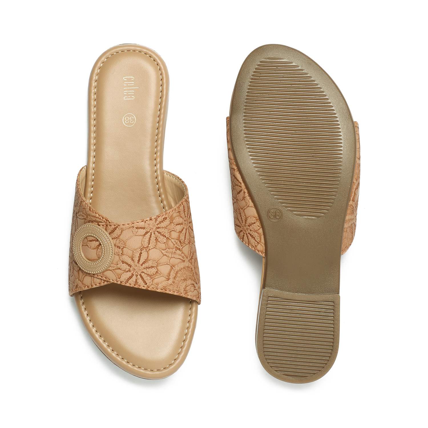 Women Beige Casual flat sandals