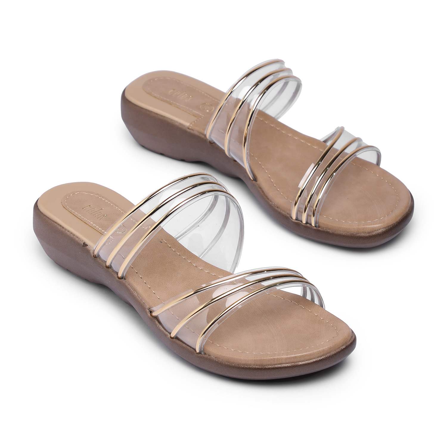 Women Gold Casual Flat Sandals