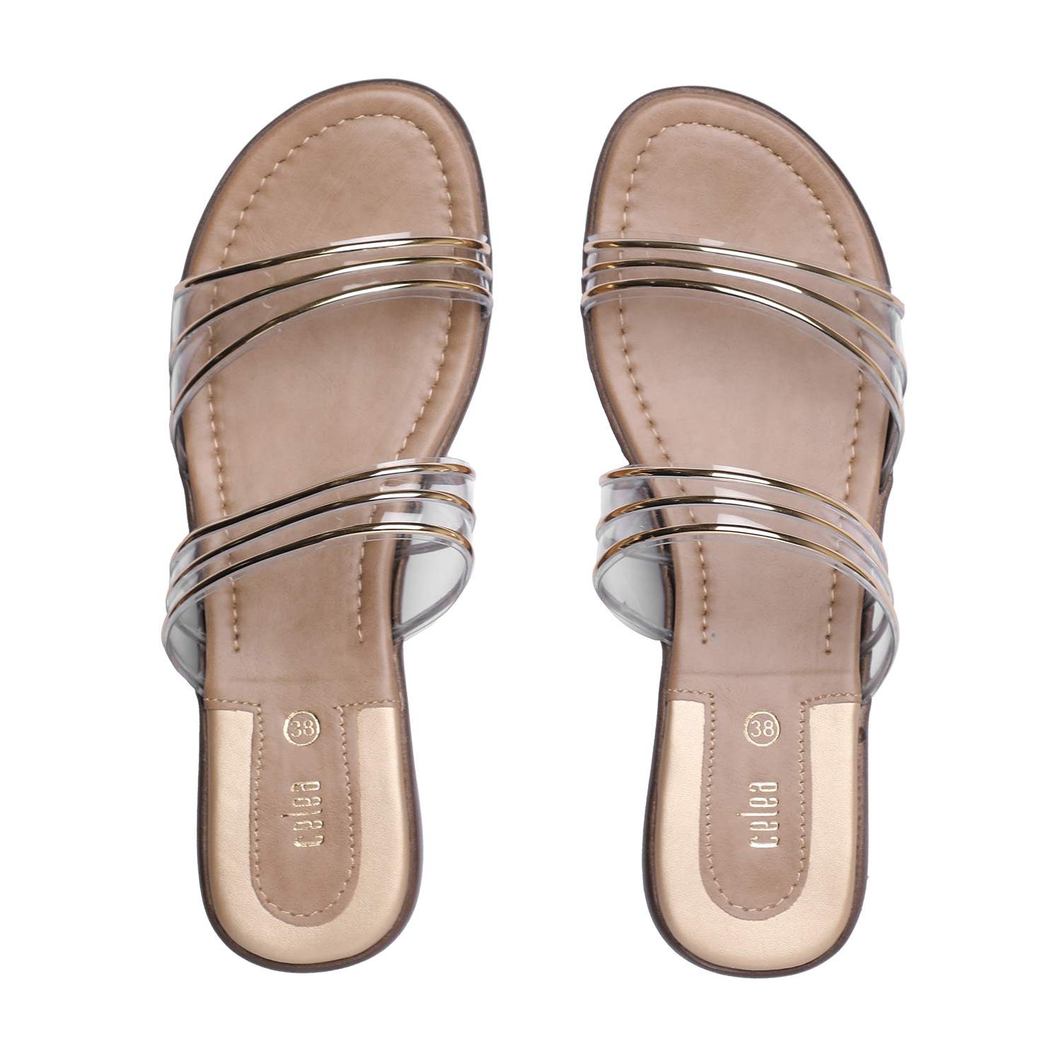 Women Gold Casual Flat Sandals