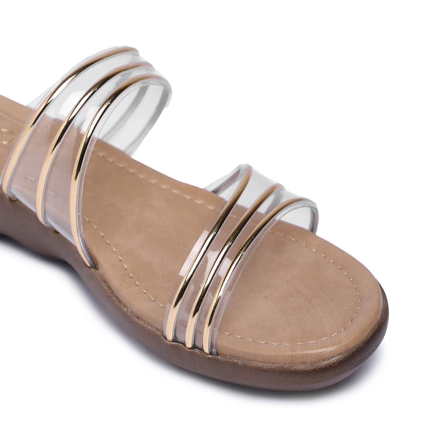 Women Gold Casual Flat Sandals