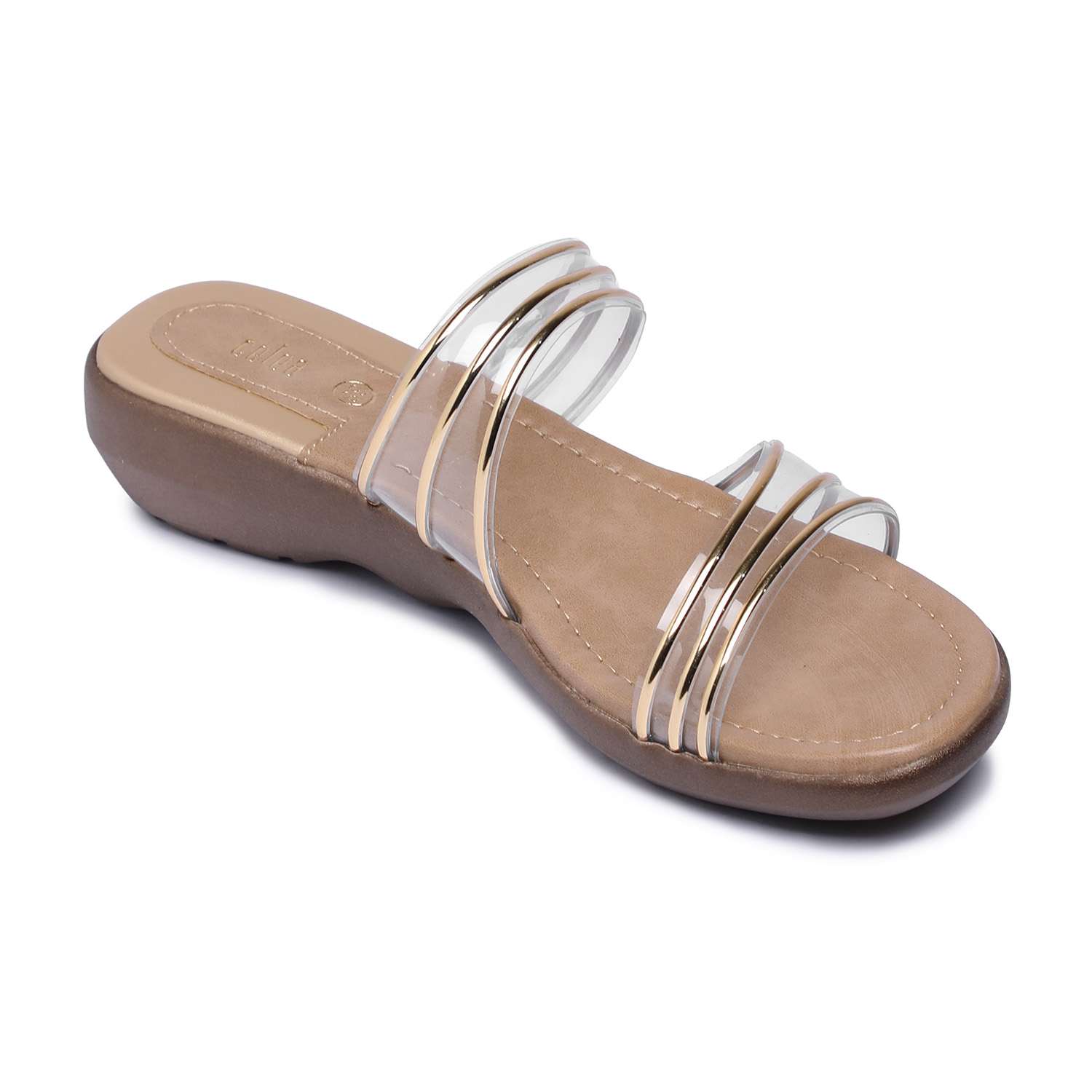 Women Gold Casual Flat Sandals
