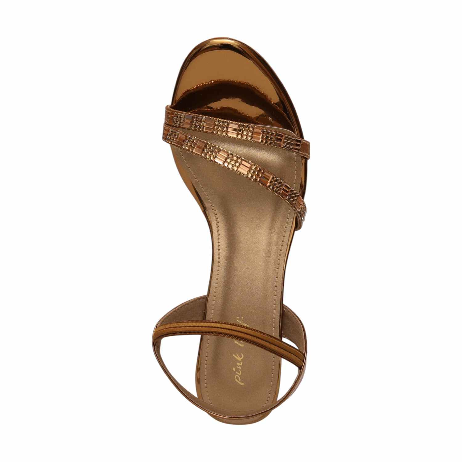 Women Antique Glamorous Gold Beaded Block Heel Sandal