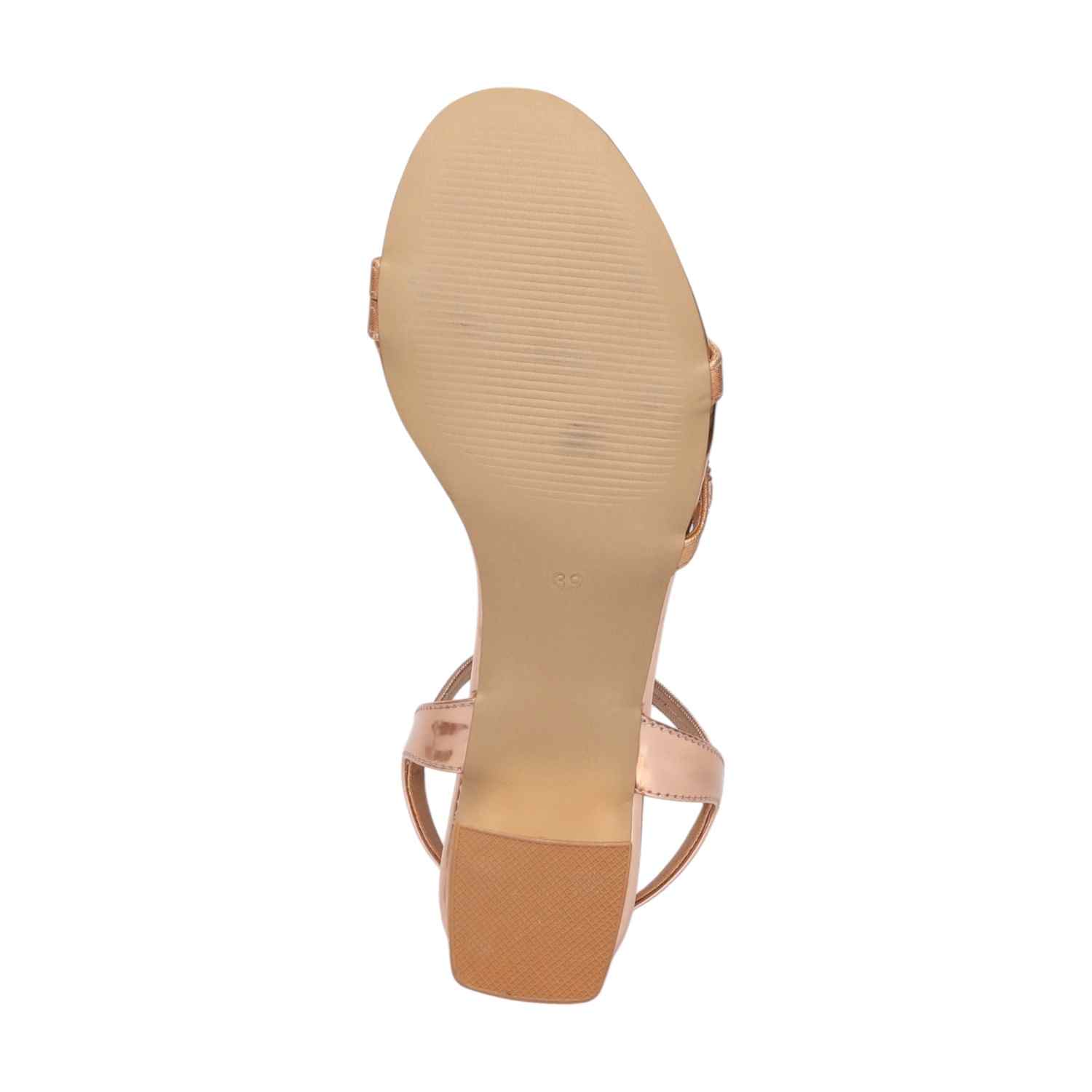 Women Sultan Rose Glamorous Gold Beaded Block Heel Sandal