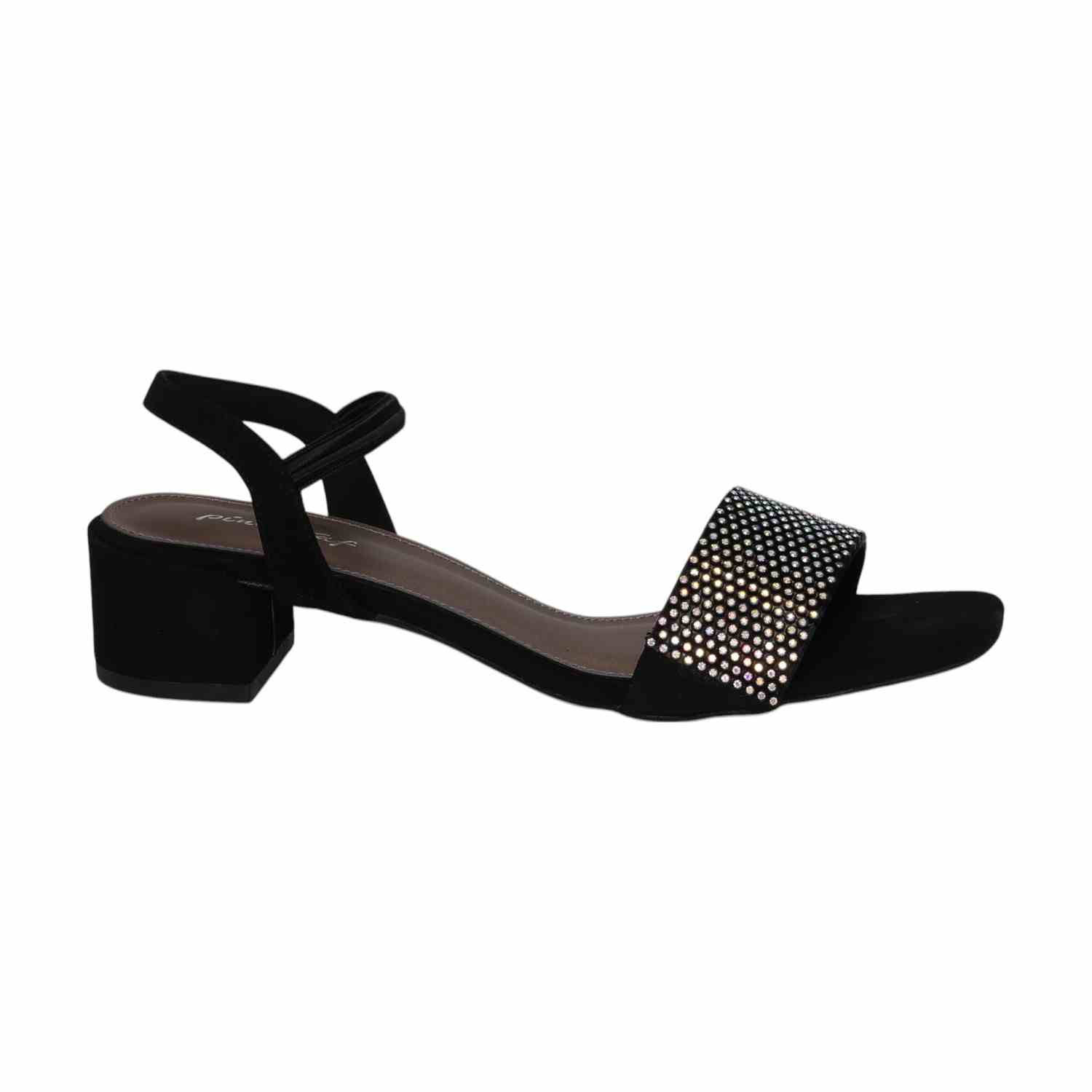 Women Black Pearl-Embellished Block Heel Sandal