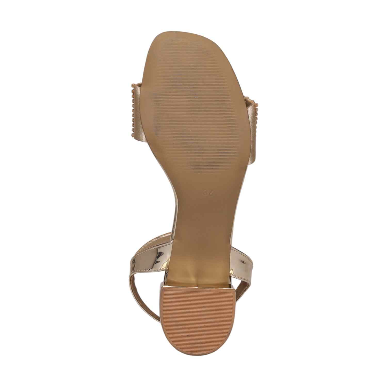 Women Gold Pearl-Embellished Block Heel Sandal