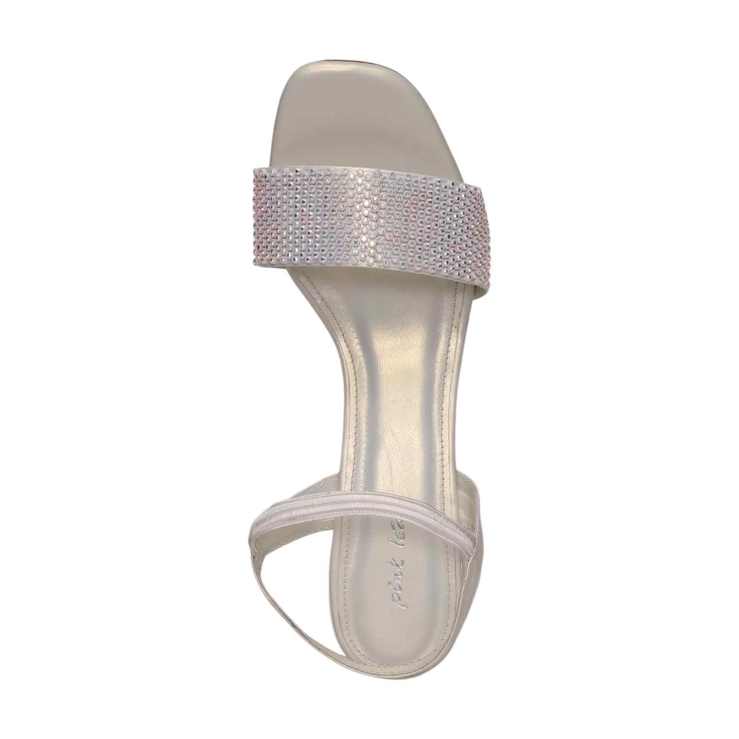 Women White Pearl-Embellished Block Heel Sandal