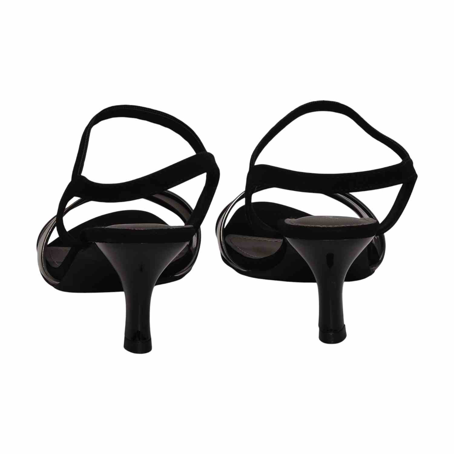 Women Black Sleek Kitten Heel Strappies