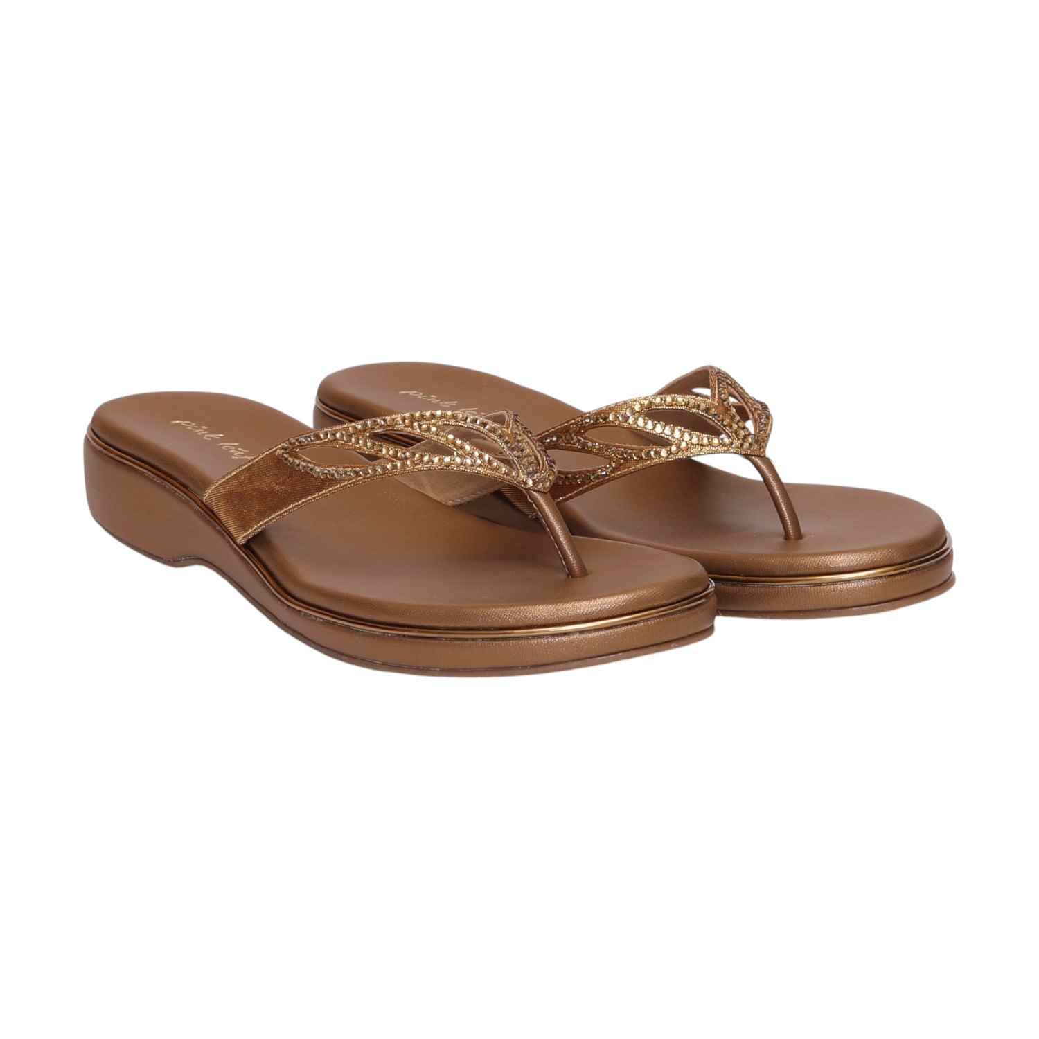 Women Antique Embellished Flip-Flops