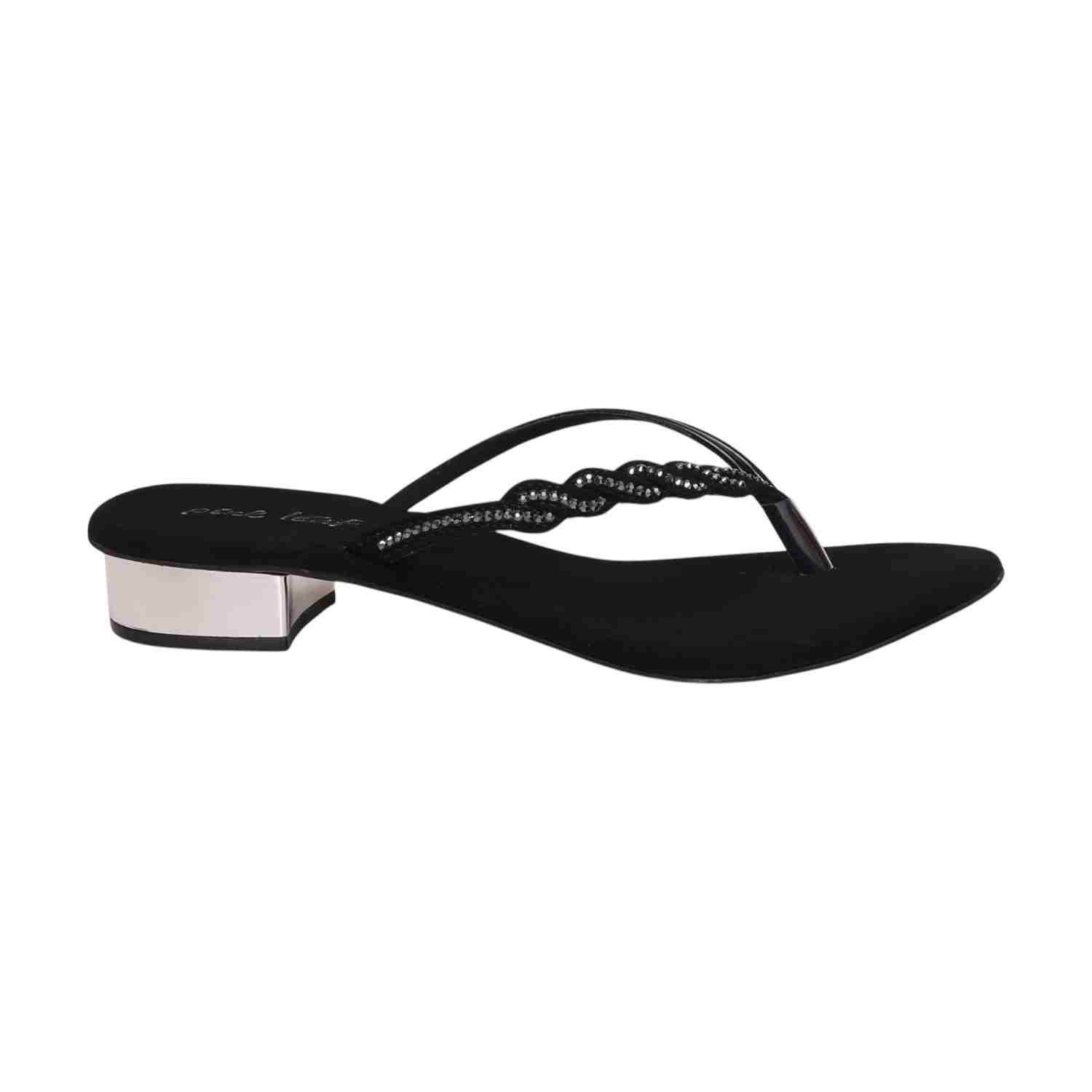 Women Black Embellished Heel Sandals