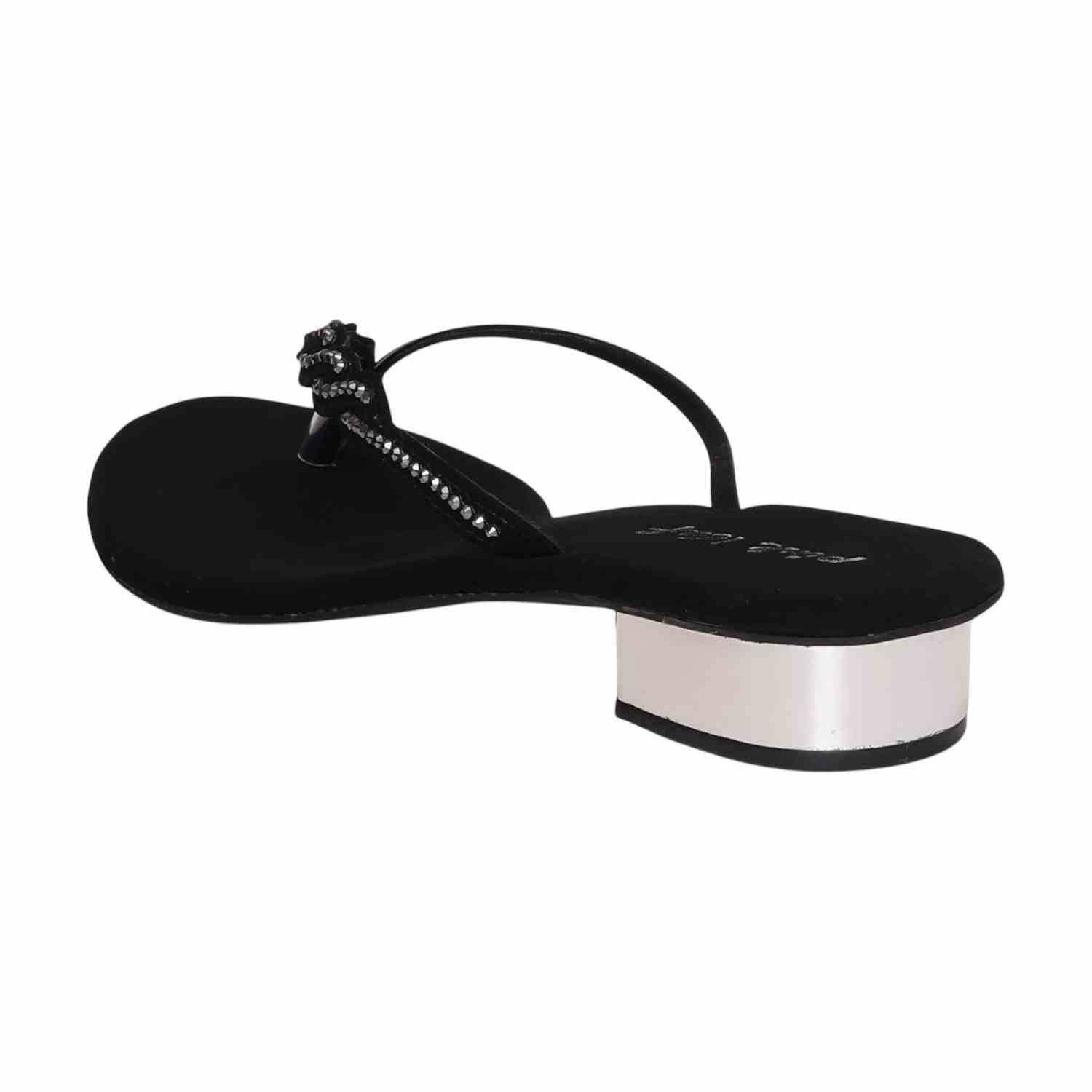 Women Black Embellished Heel Sandals