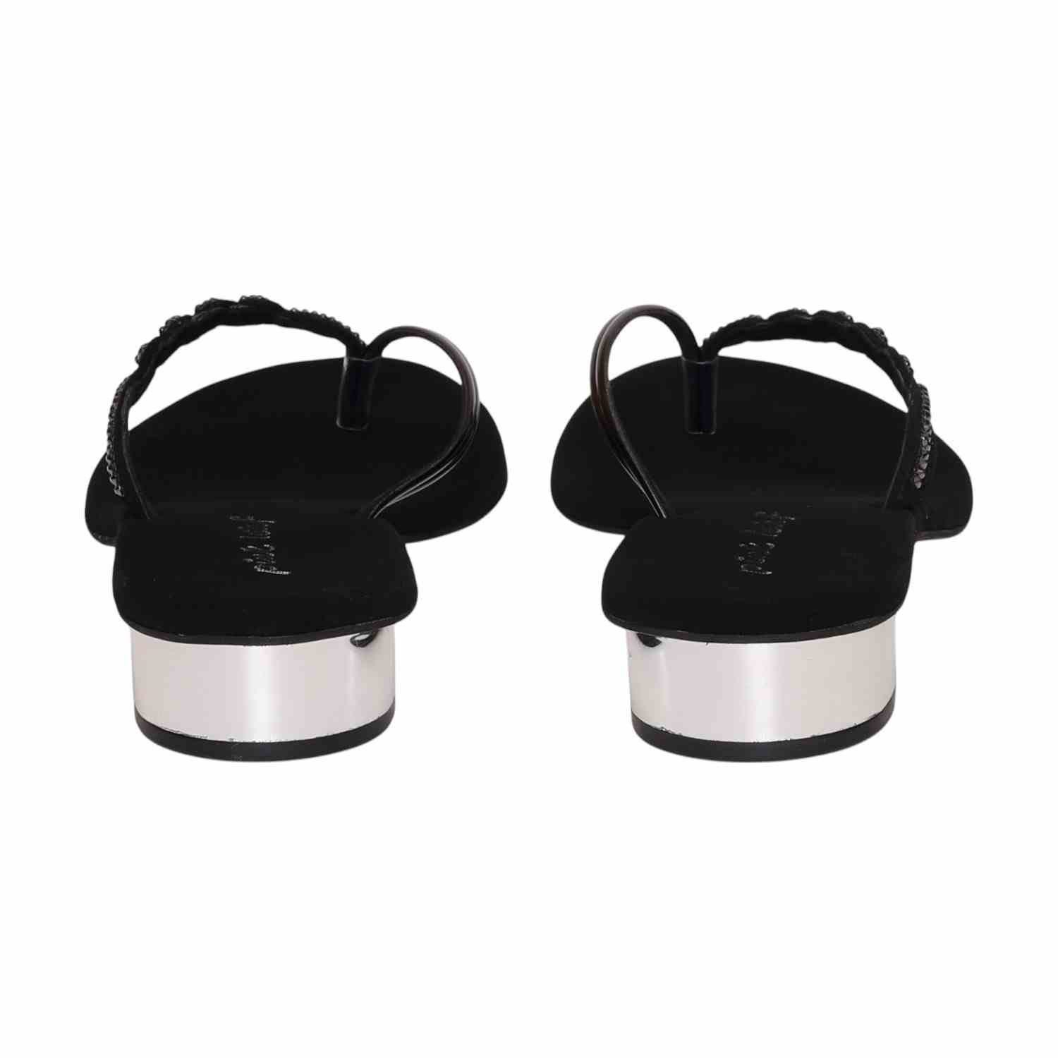 Women Black Embellished Heel Sandals