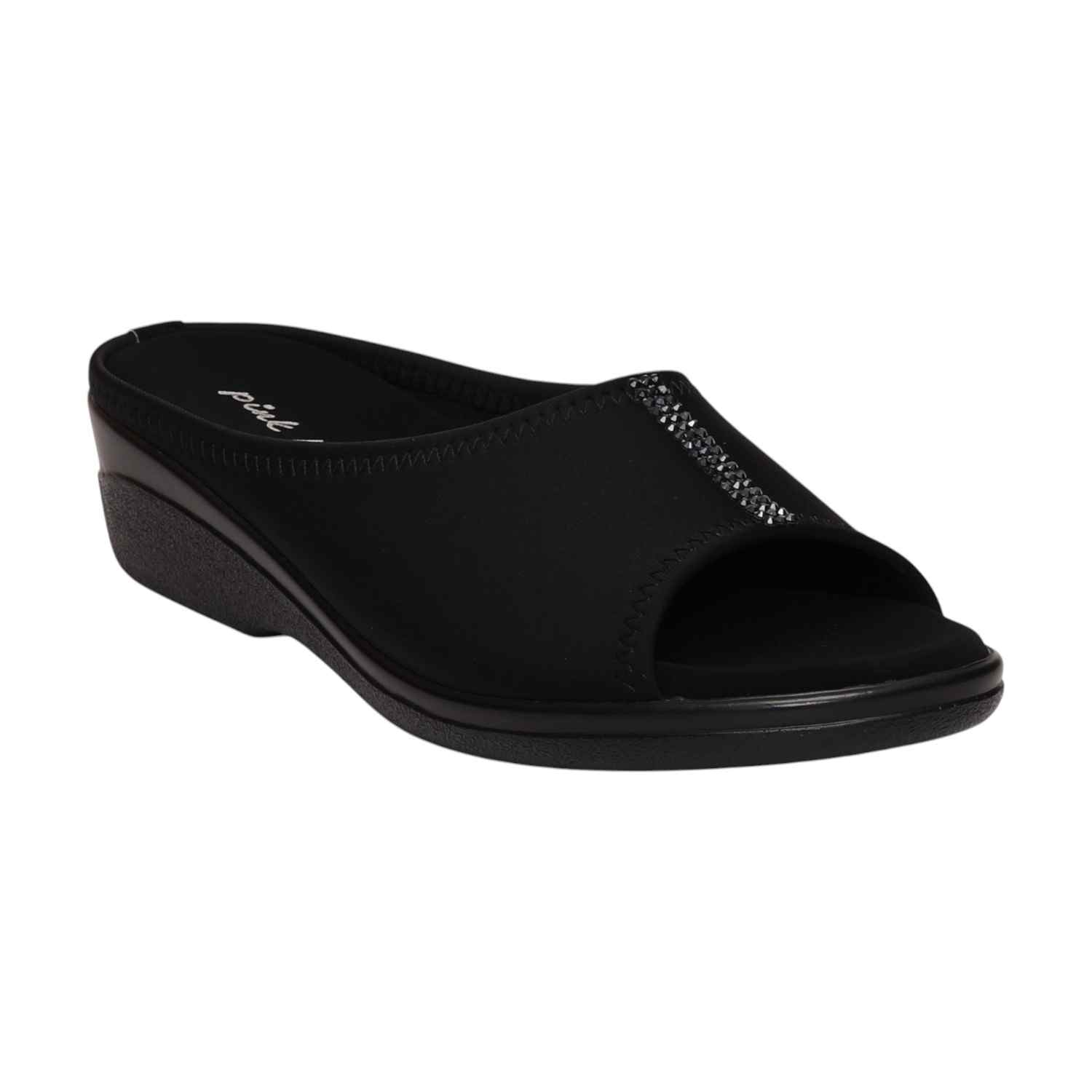 Women Black Wedge Slip-On