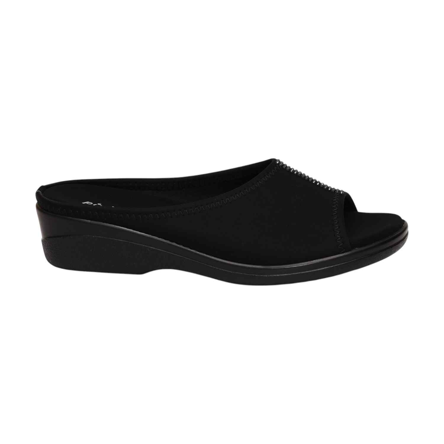 Women Black Wedge Slip-On