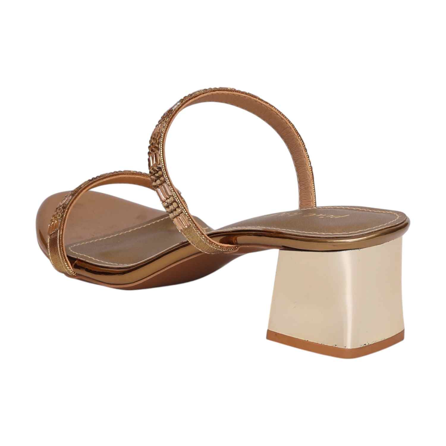 Women Antique Gold Strappy Heel Sandals
