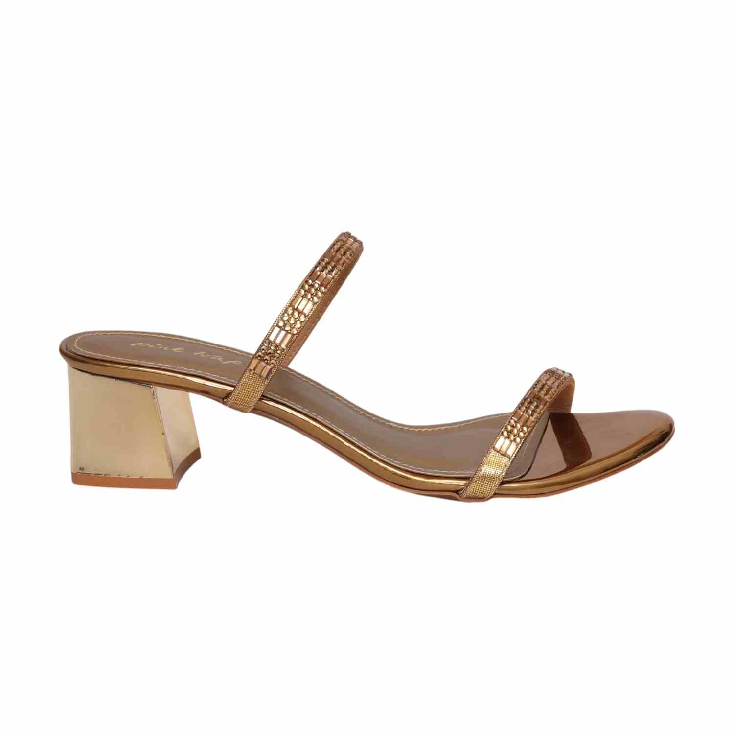 Women Antique Gold Strappy Heel Sandals